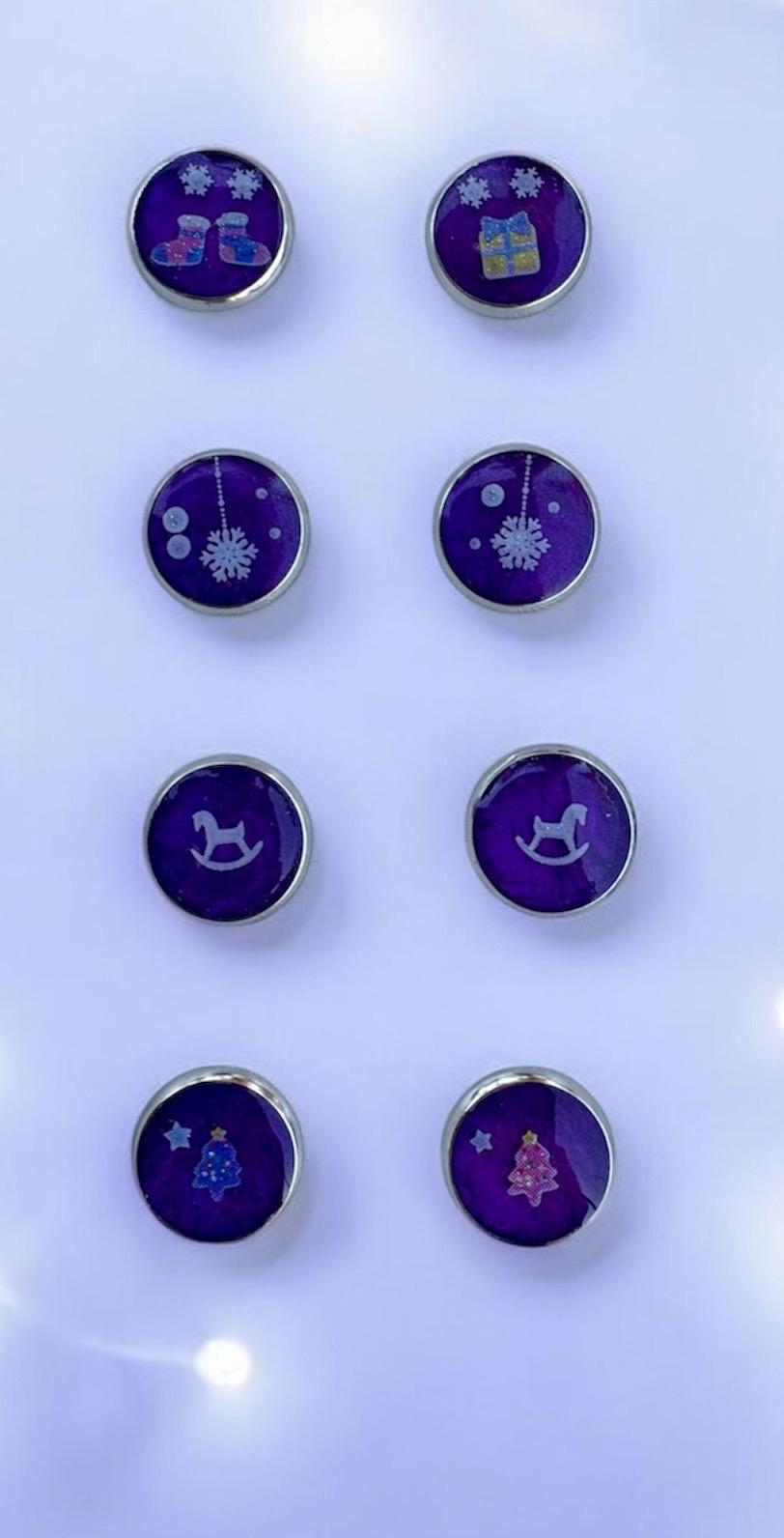 Mismatched Christmas Stud Earrings | Purple Festive Set of 4 Pairs Earrings Consecrated Jewelry Co.