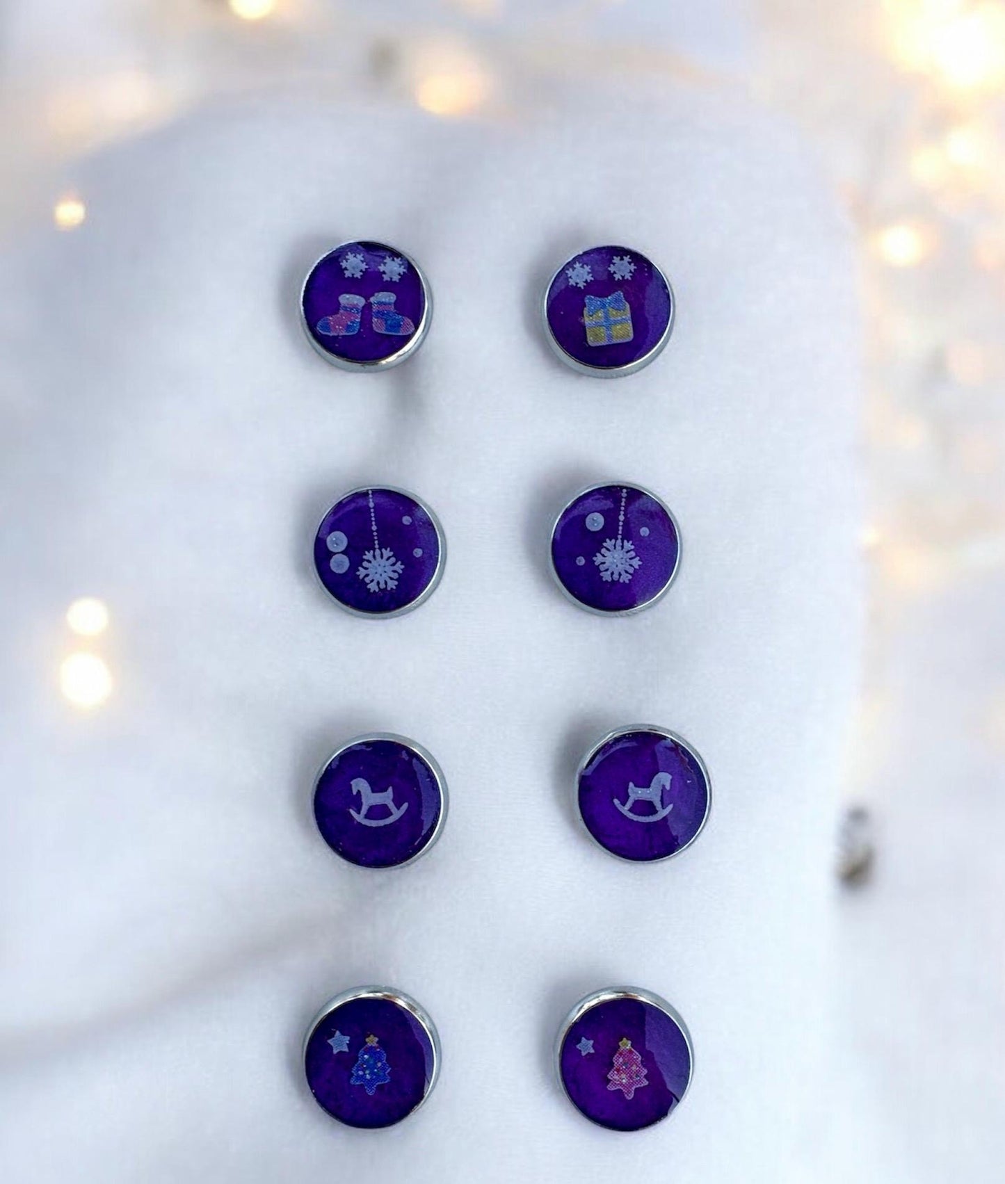 Mismatched Christmas Stud Earrings | Purple Festive Set of 4 Pairs Earrings Consecrated Jewelry Co.