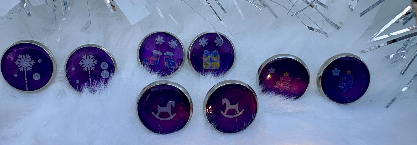 Mismatched Christmas Stud Earrings | Purple Festive Set of 4 Pairs Earrings Consecrated Jewelry Co.