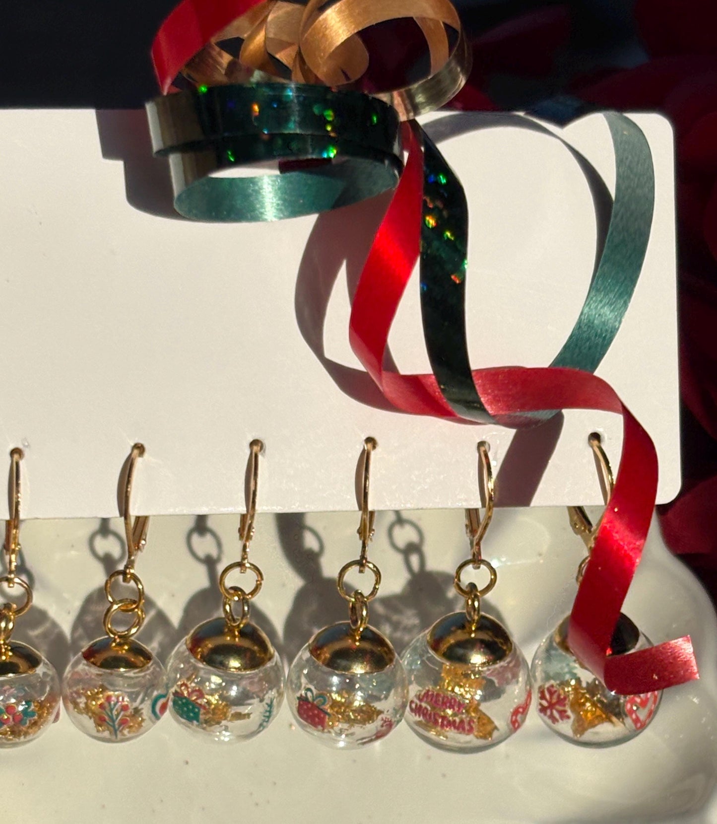 Christmas Globe Ornament Earrings | Set of 3 | Gold Flake Holiday Earrings Consecrated Jewelry Co.