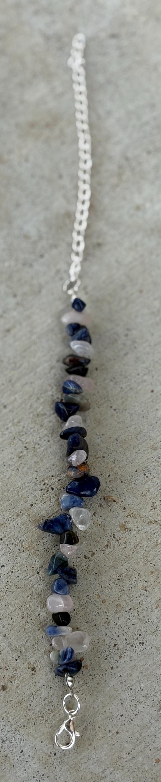 Blue Pink & White Stone Bead Bracelet | Silver Adjustable Chain | Consecrated Jewelry Co. Bracelets Consecrated Jewelry Co.
