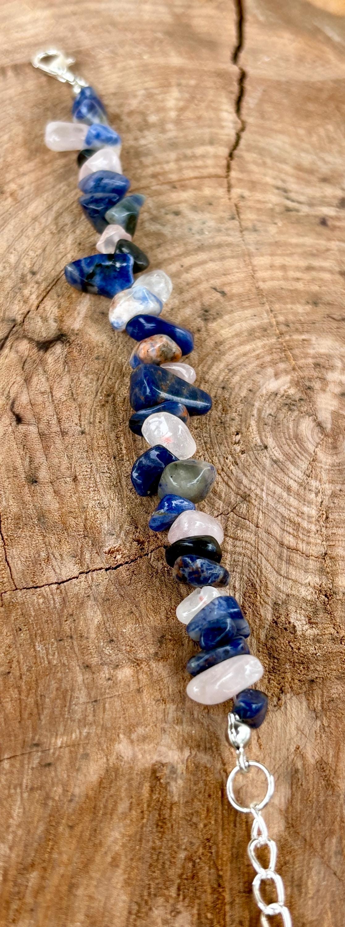 Blue Pink & White Stone Bead Bracelet | Silver Adjustable Chain | Consecrated Jewelry Co. Bracelets Consecrated Jewelry Co.