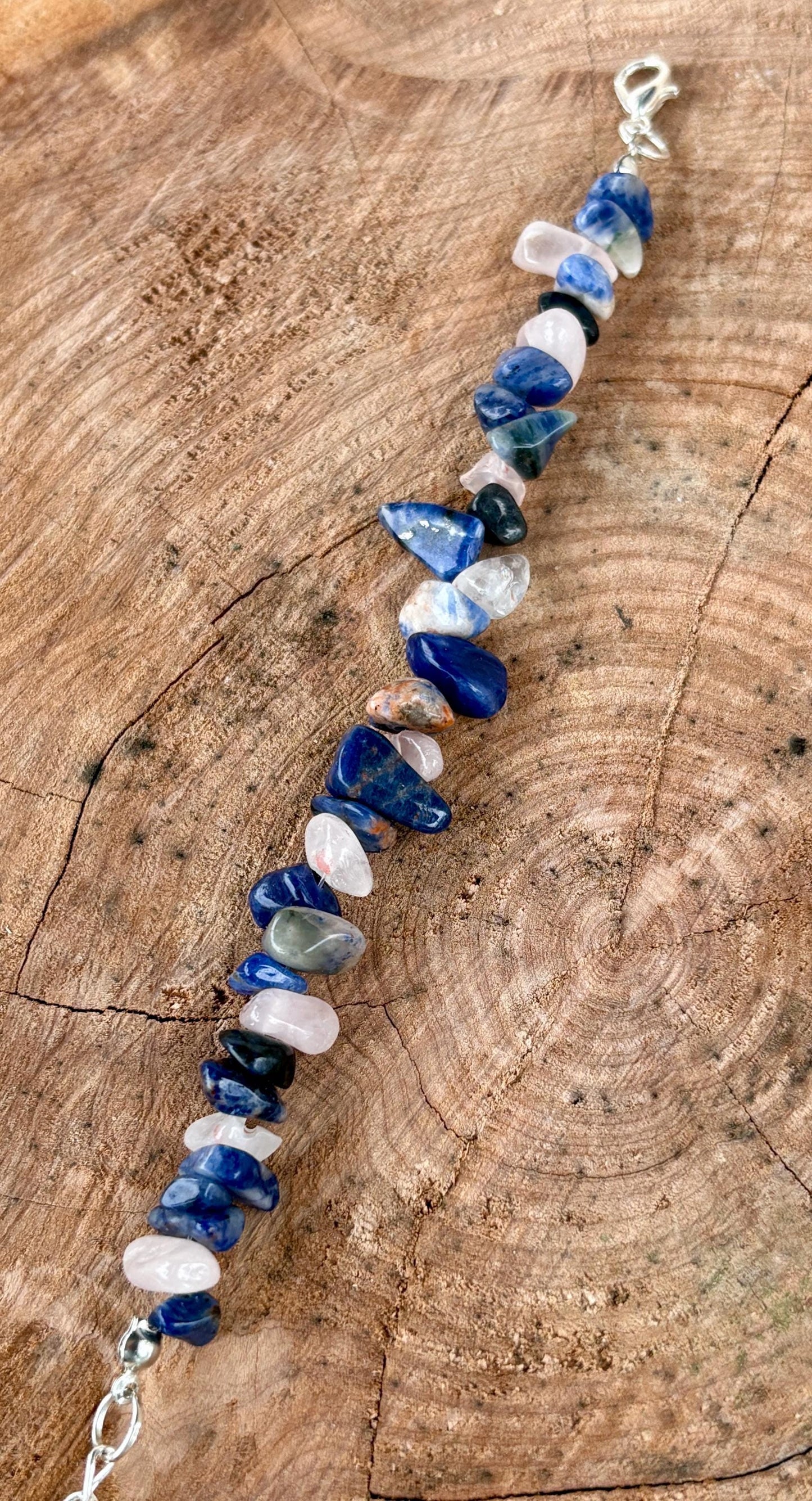 Blue Pink & White Stone Bead Bracelet | Silver Adjustable Chain | Consecrated Jewelry Co. Bracelets Consecrated Jewelry Co.