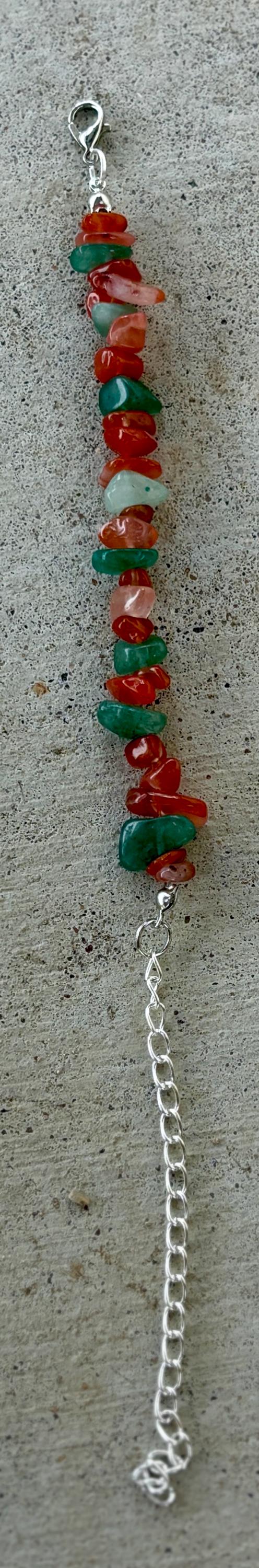 Orange & Seafoam Green Rock Stone Beaded Bracelet | Silver Chain Bracelets Consecrated Jewelry Co.