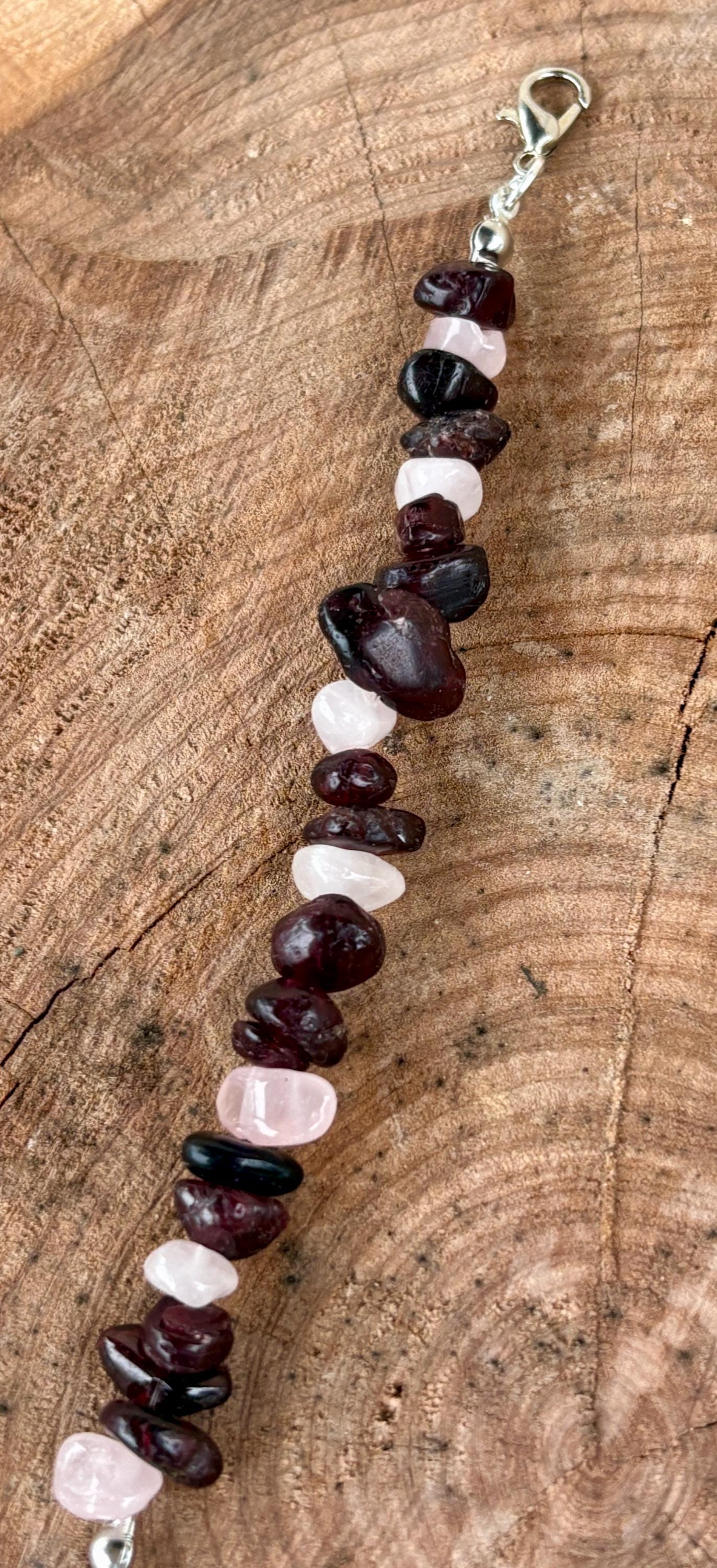 Stone Rock Beaded Bracelet | Maroon Pink & White | Silver Chain Bracelets Consecrated Jewelry Co.