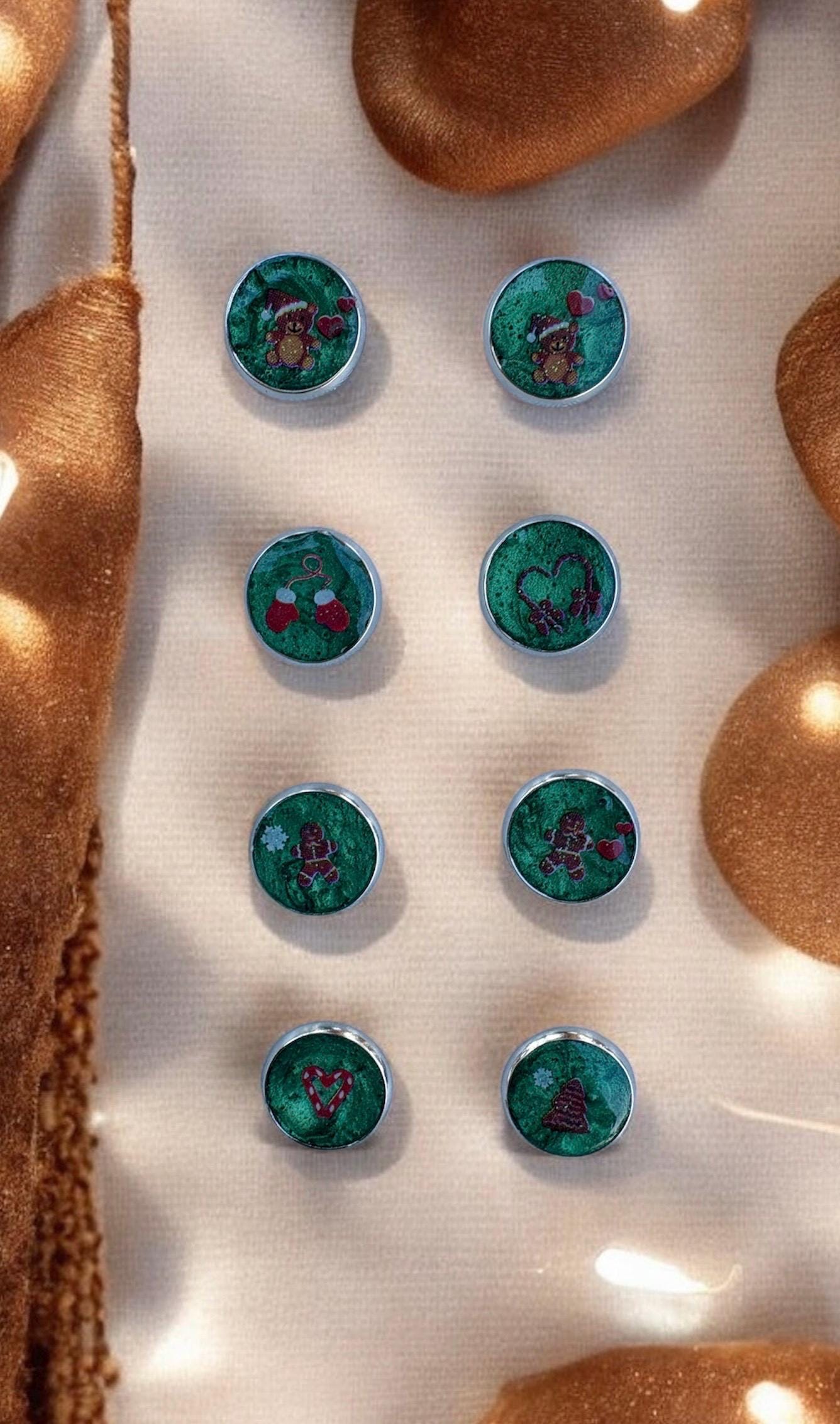 Christmas Holiday Stud Earrings | 4 Pairs | Red Green Brown White Earrings Consecrated Jewelry Co.