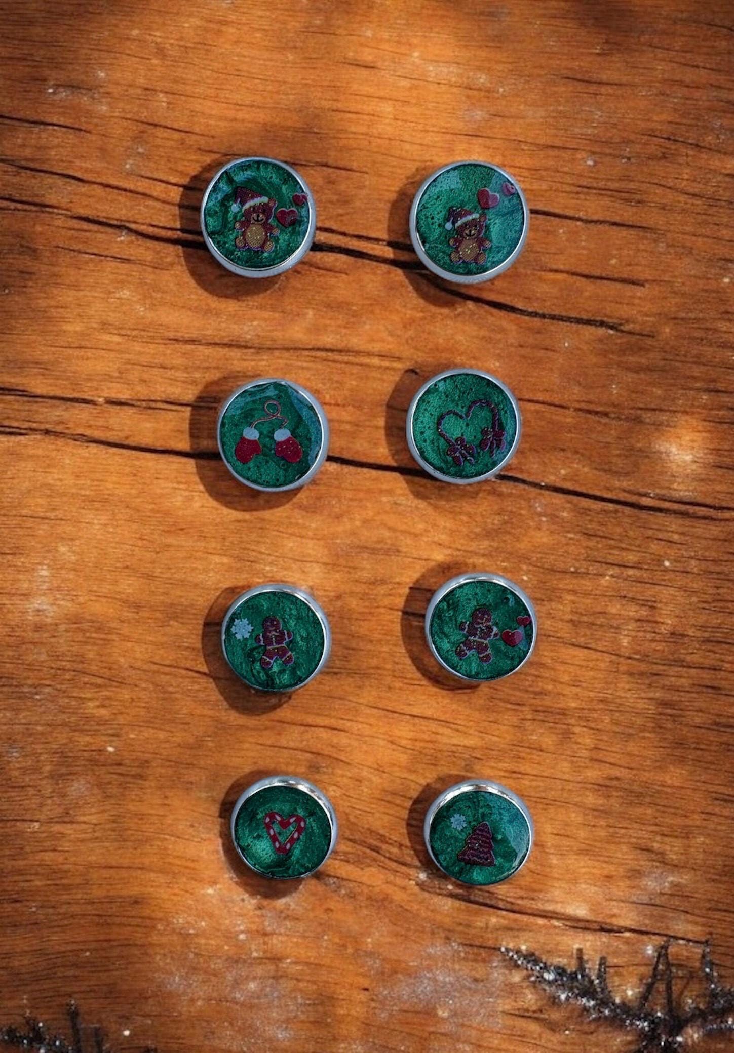 Christmas Holiday Stud Earrings | 4 Pairs | Red Green Brown White Earrings Consecrated Jewelry Co.