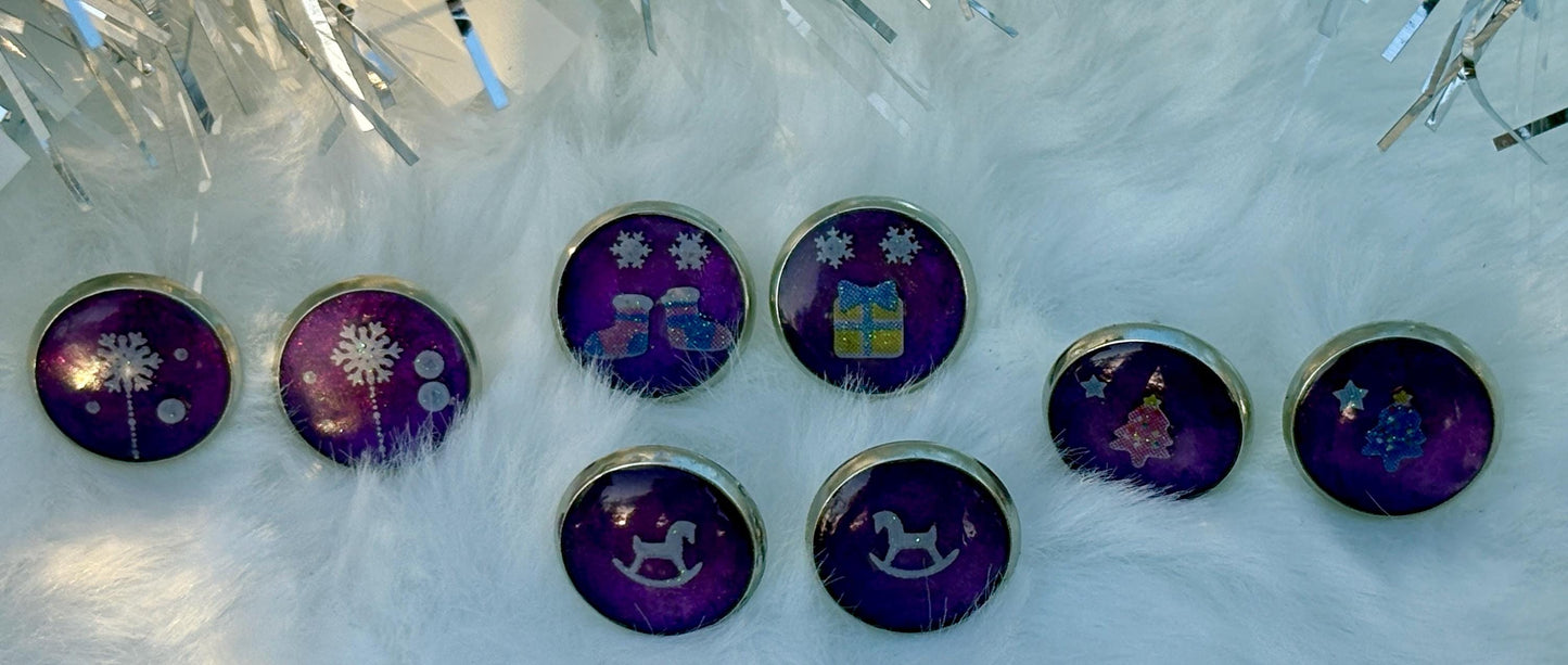 Mismatched Christmas Stud Earrings | Purple Festive Set of 4 Pairs Earrings Consecrated Jewelry Co.