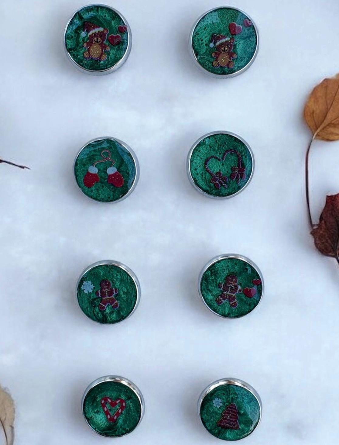 Christmas Holiday Stud Earrings | 4 Pairs | Red Green Brown White Earrings Consecrated Jewelry Co.