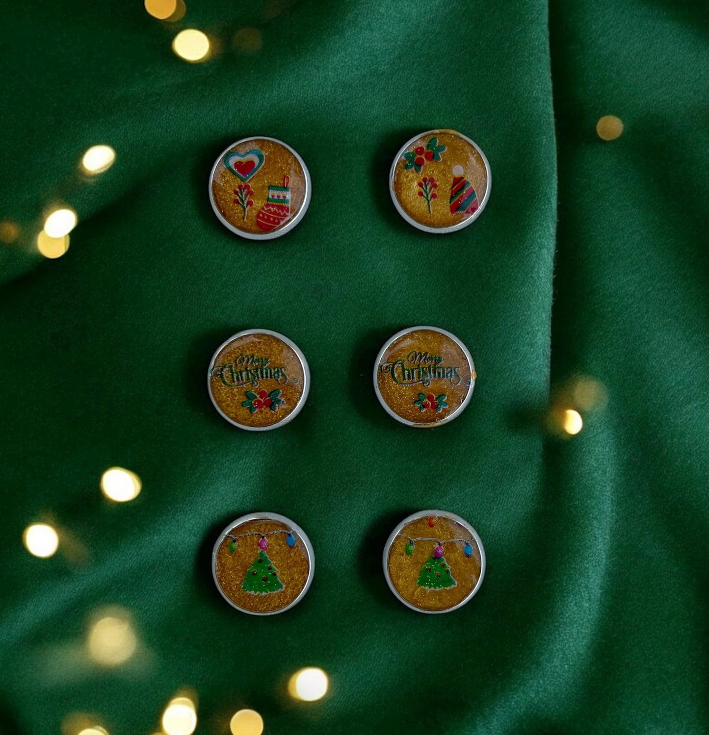 Christmas Holiday Stud Earrings | 3 Pairs | Red Green Gold White Earrings Consecrated Jewelry Co.