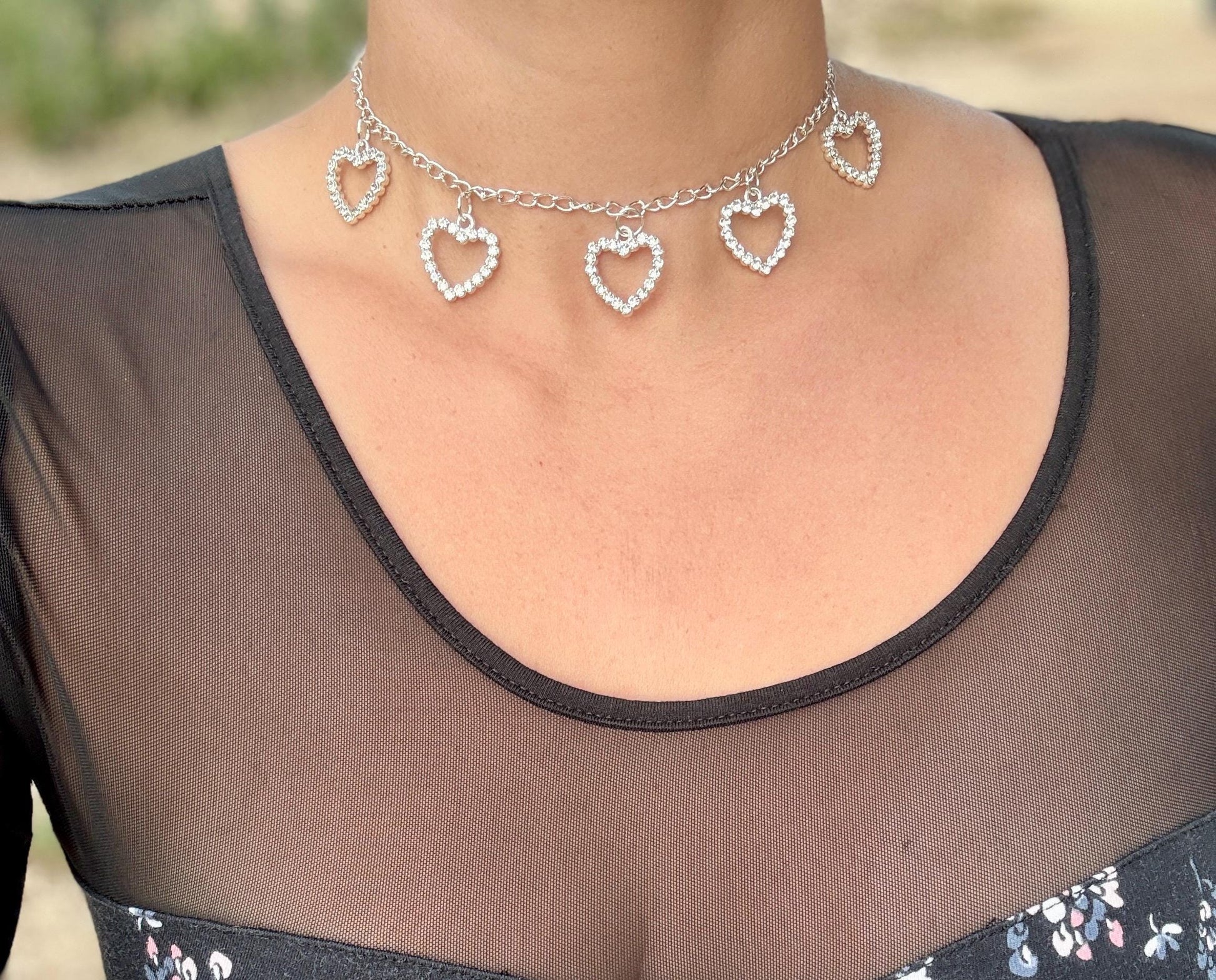 Crystal Heart Choker | Bedazzled Silver Romantic Gemstone Necklace Necklaces Consecrated Jewelry Co.