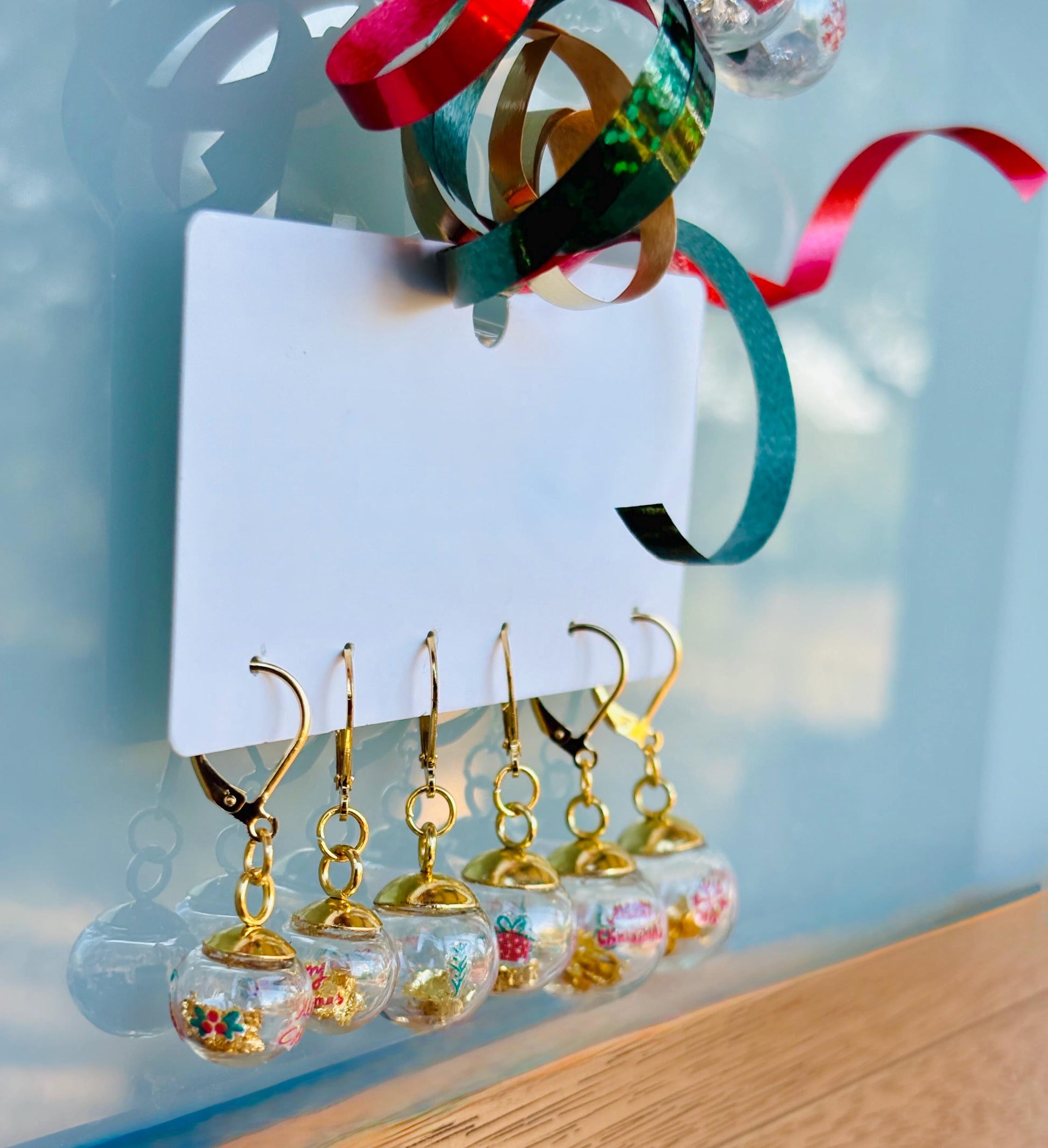 Christmas Globe Ornament Earrings | Set of 3 | Gold Flake Holiday Earrings Consecrated Jewelry Co.