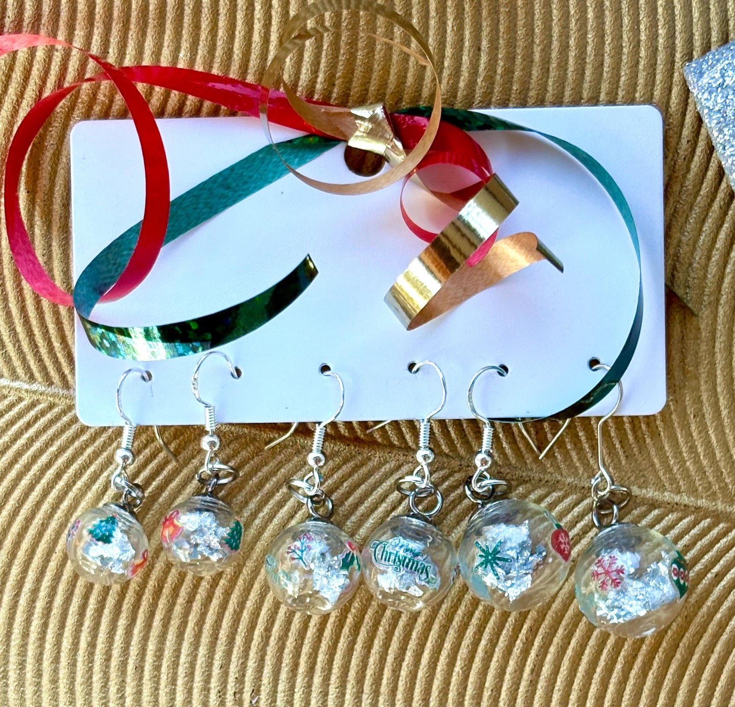 Christmas Globe Ornament Earrings | Set of 3 | Silver Flake Holiday Earrings Consecrated Jewelry Co.