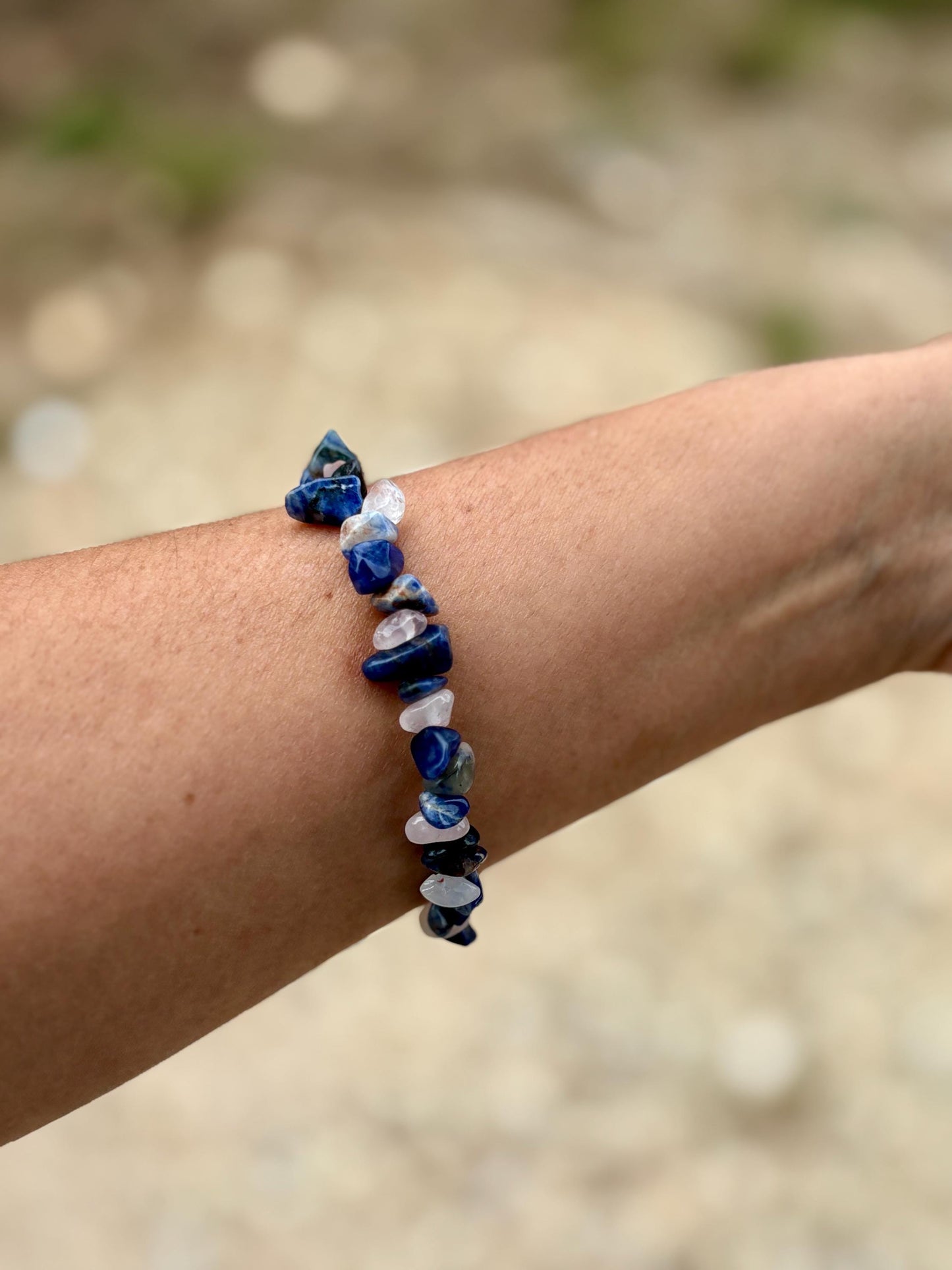 Blue Pink & White Stone Bead Bracelet | Silver Adjustable Chain | Consecrated Jewelry Co. Bracelets Consecrated Jewelry Co.