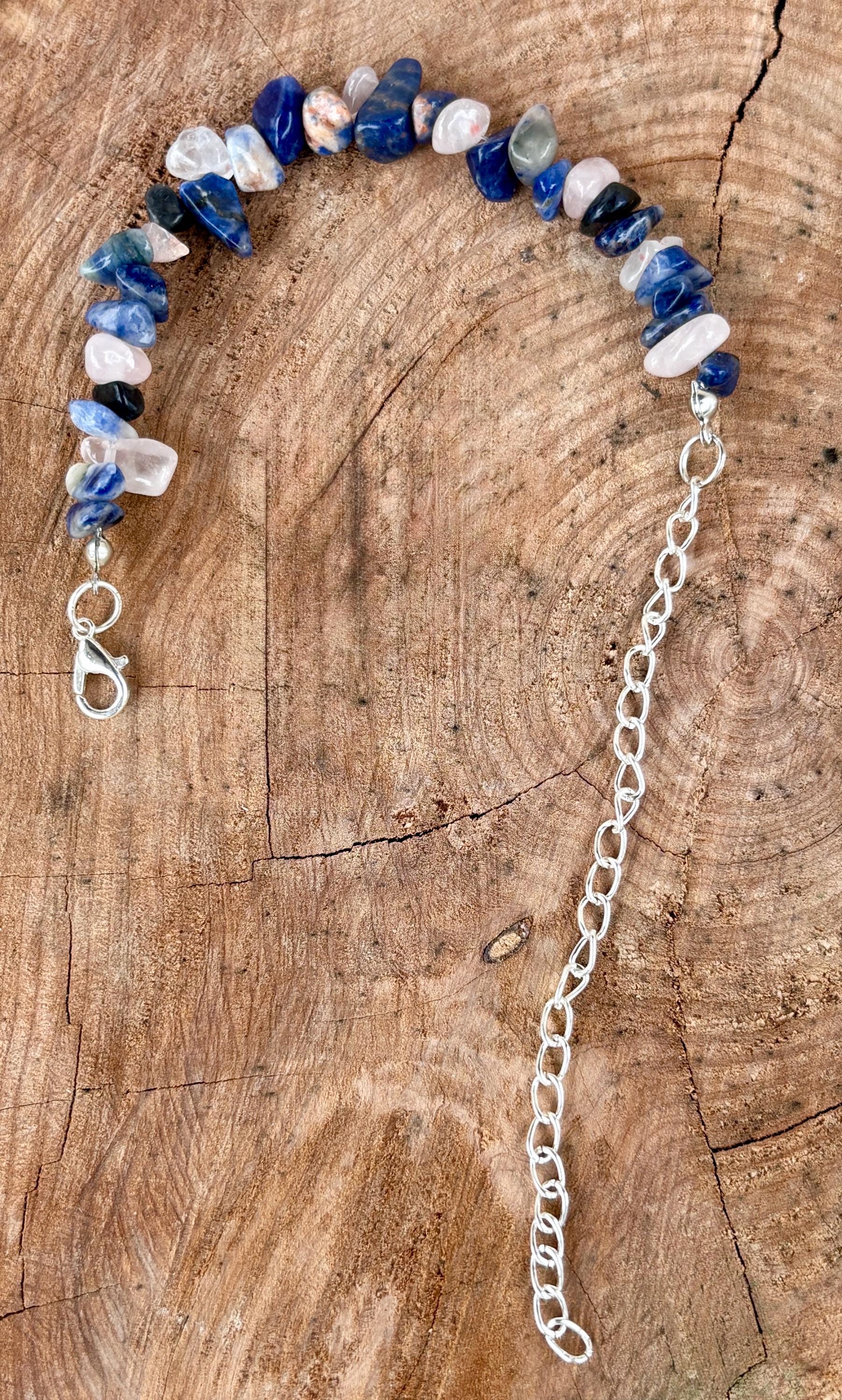 Blue Pink & White Stone Bead Bracelet | Silver Adjustable Chain | Consecrated Jewelry Co. Bracelets Consecrated Jewelry Co.