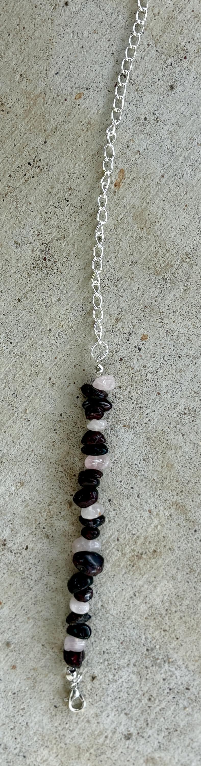 Stone Rock Beaded Bracelet | Maroon Pink & White | Silver Chain Bracelets Consecrated Jewelry Co.