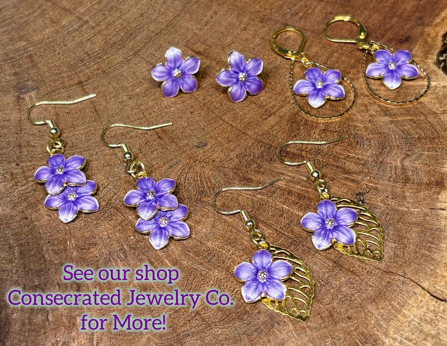 Gold Purple Flower Ring | Lavender Plum Floral Rings Consecrated Jewelry Co.