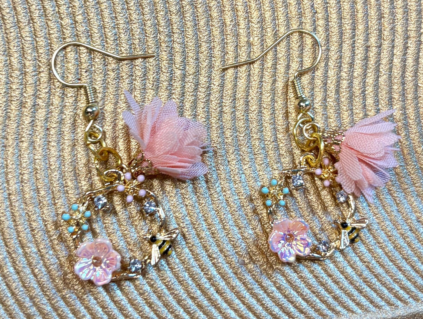 Gold Floral Bee Dangle Earrings | Crystal Garden Jewelry Earrings Consecrated Jewelry Co.
