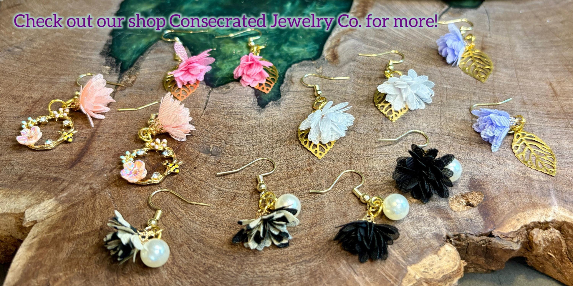 Gold Floral Bee Dangle Earrings | Crystal Garden Jewelry Earrings Consecrated Jewelry Co.