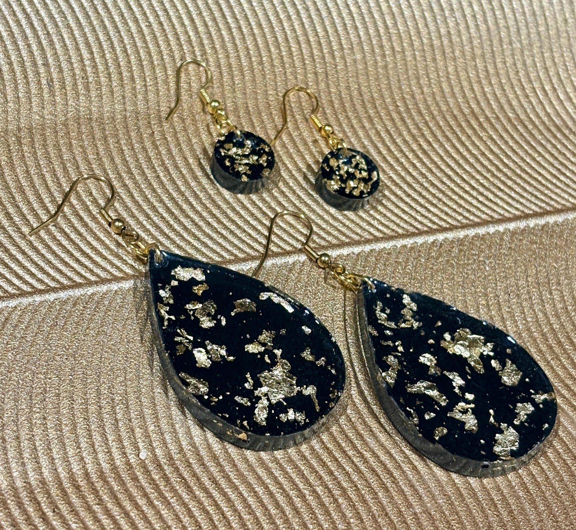 Handmade Glitter Resin Dangle Earrings | Black Gold Silver New Year's Earrings Consecrated Jewelry Co.