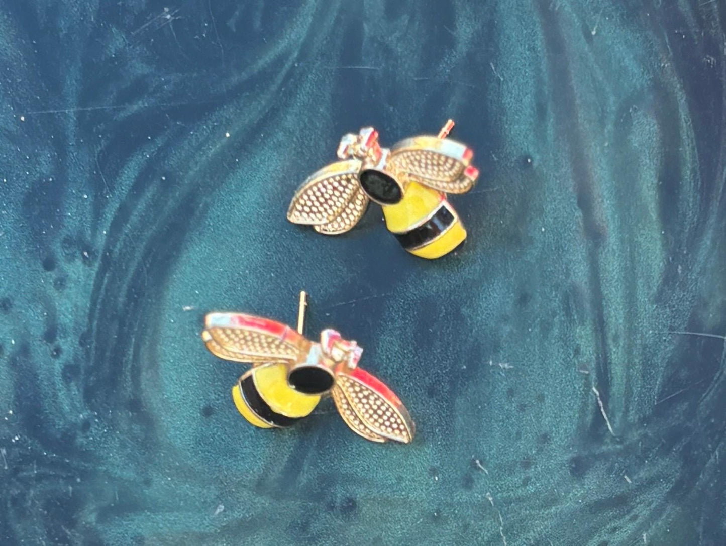Yellow & Black Bee Stud Earrings | Nature Garden Insect Earrings Consecrated Jewelry Co.