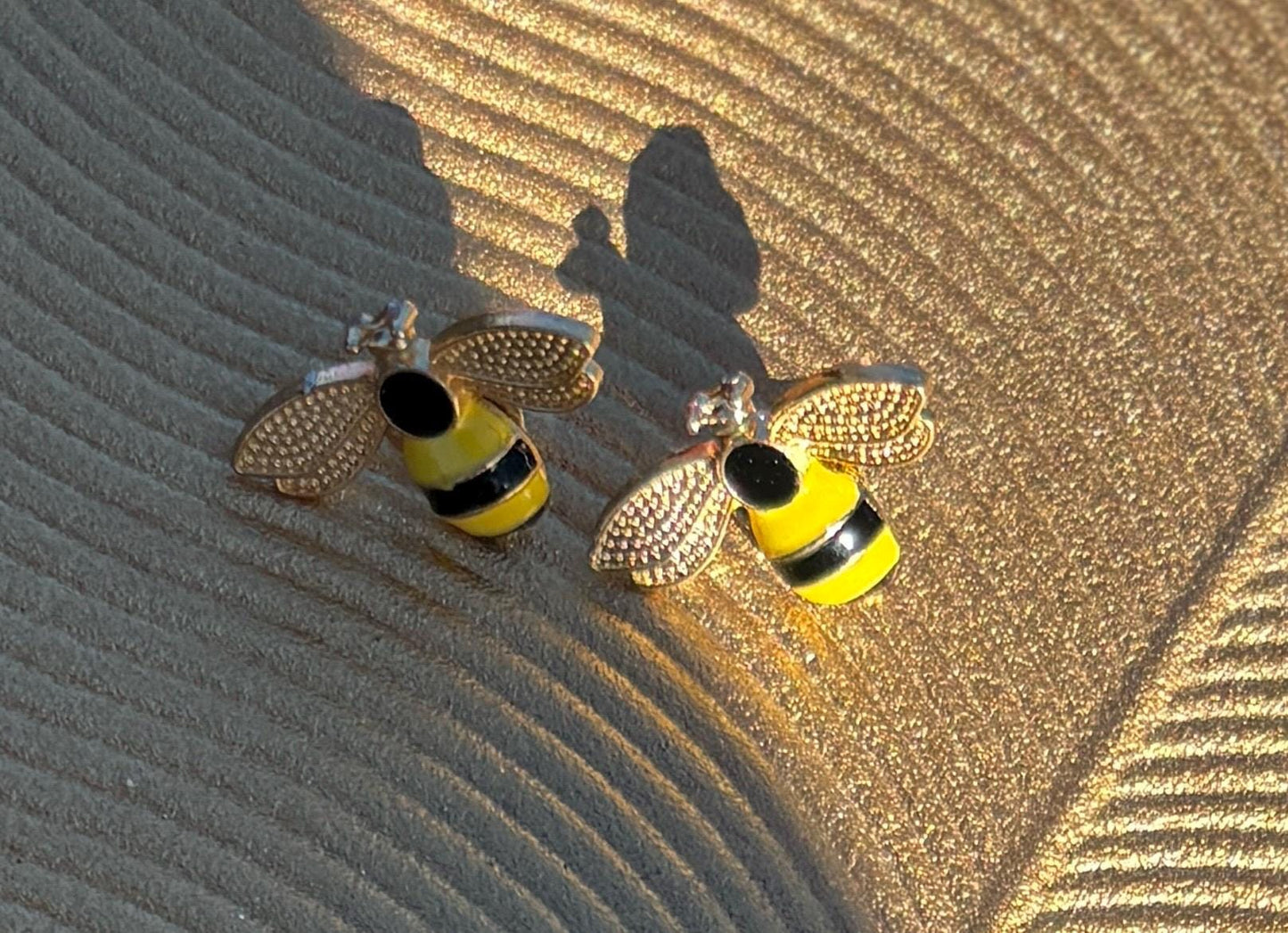 Yellow & Black Bee Stud Earrings | Nature Garden Insect Earrings Consecrated Jewelry Co.