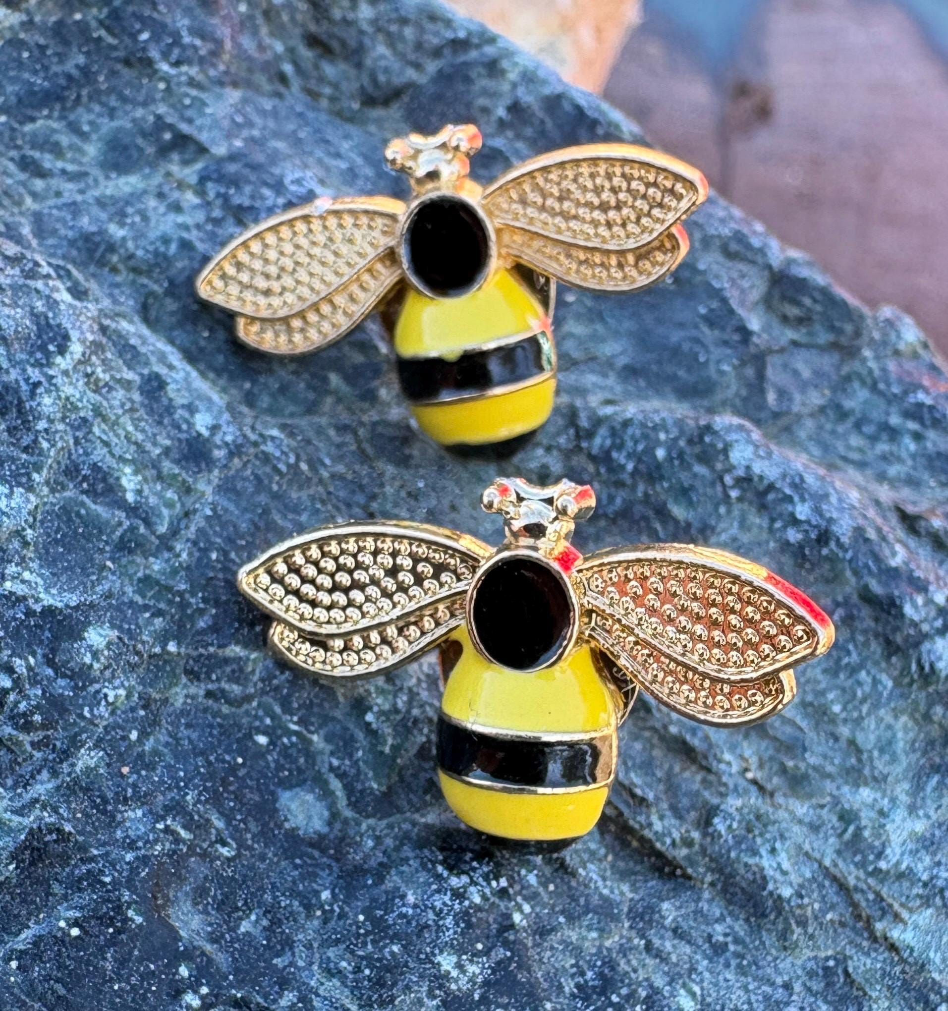 Yellow & Black Bee Stud Earrings | Nature Garden Insect Earrings Consecrated Jewelry Co.