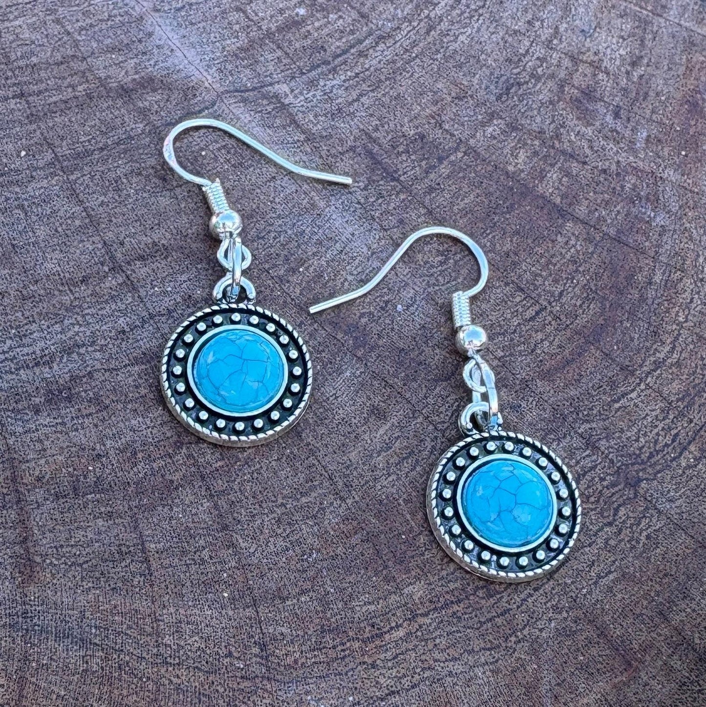 Silver Turquoise Dangle Earrings | Beaded Boho Western Earrings Consecrated Jewelry Co.