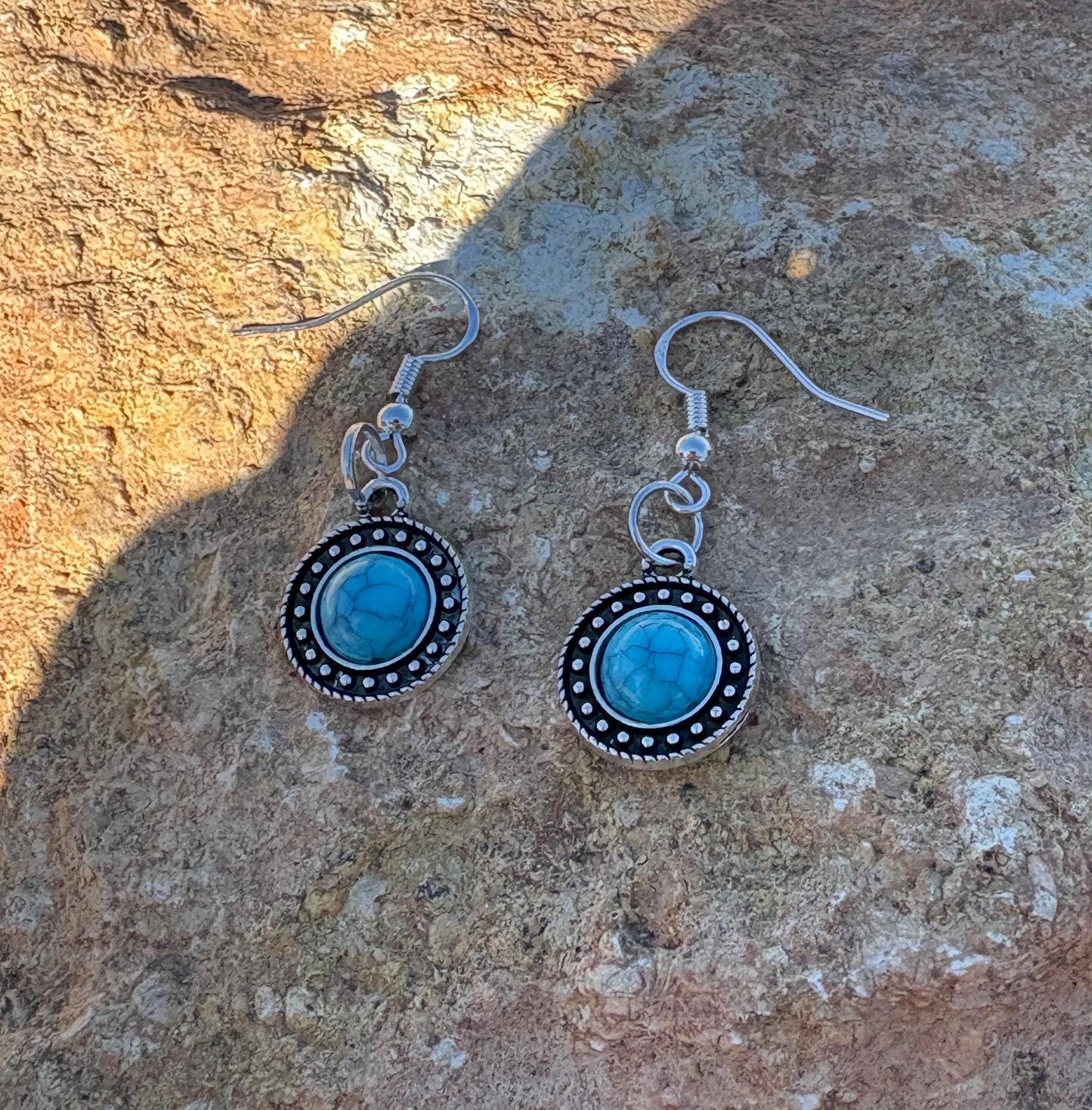 Silver Turquoise Dangle Earrings | Beaded Boho Western Earrings Consecrated Jewelry Co.