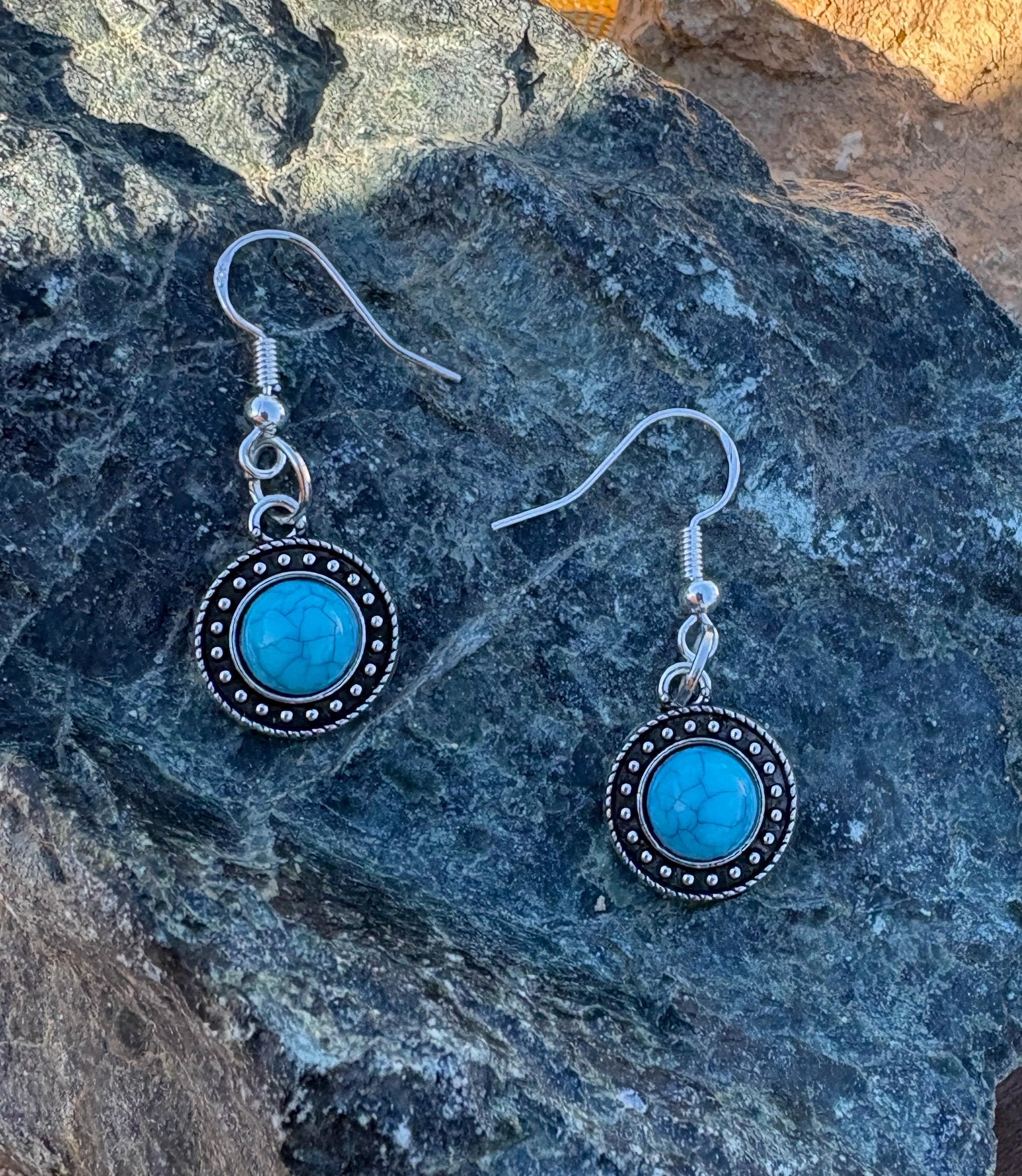 Silver Turquoise Dangle Earrings | Beaded Boho Western Earrings Consecrated Jewelry Co.