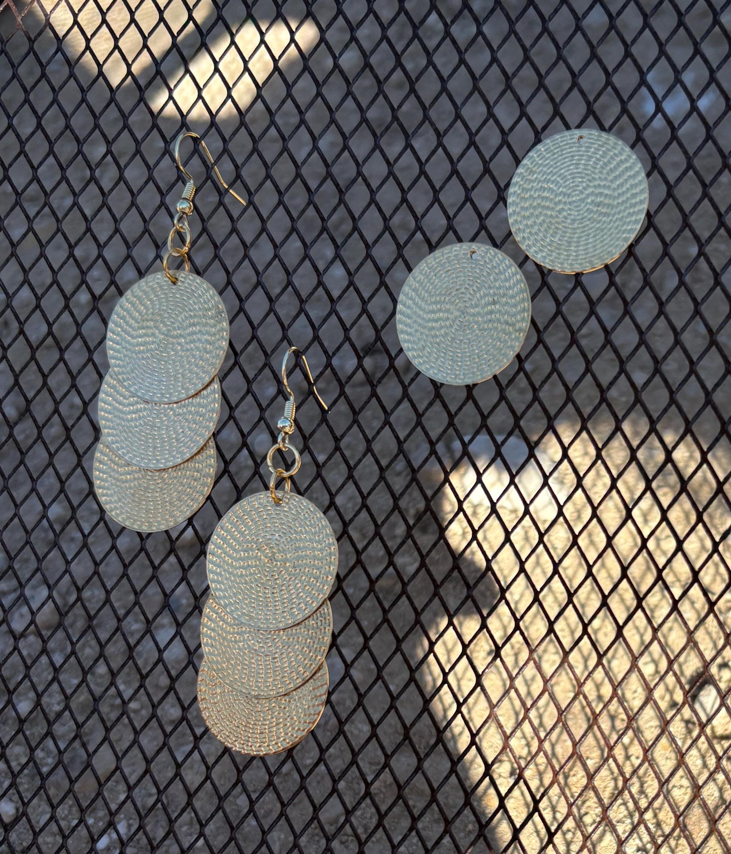 Gold Circle Dangle & Stud Earrings | Hammered Coin Set Earrings Consecrated Jewelry Co.