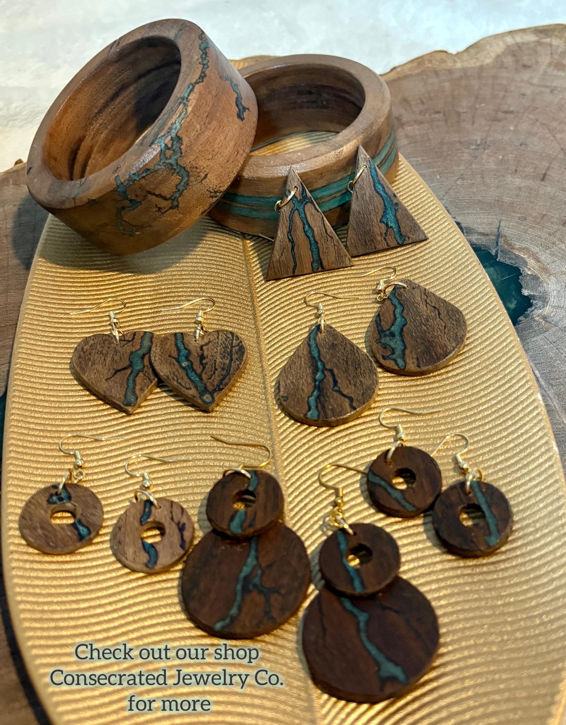 Black Walnut Easter Egg Earrings | Teal Purple Resin Boho Wood Earrings Consecrated Jewelry Co.