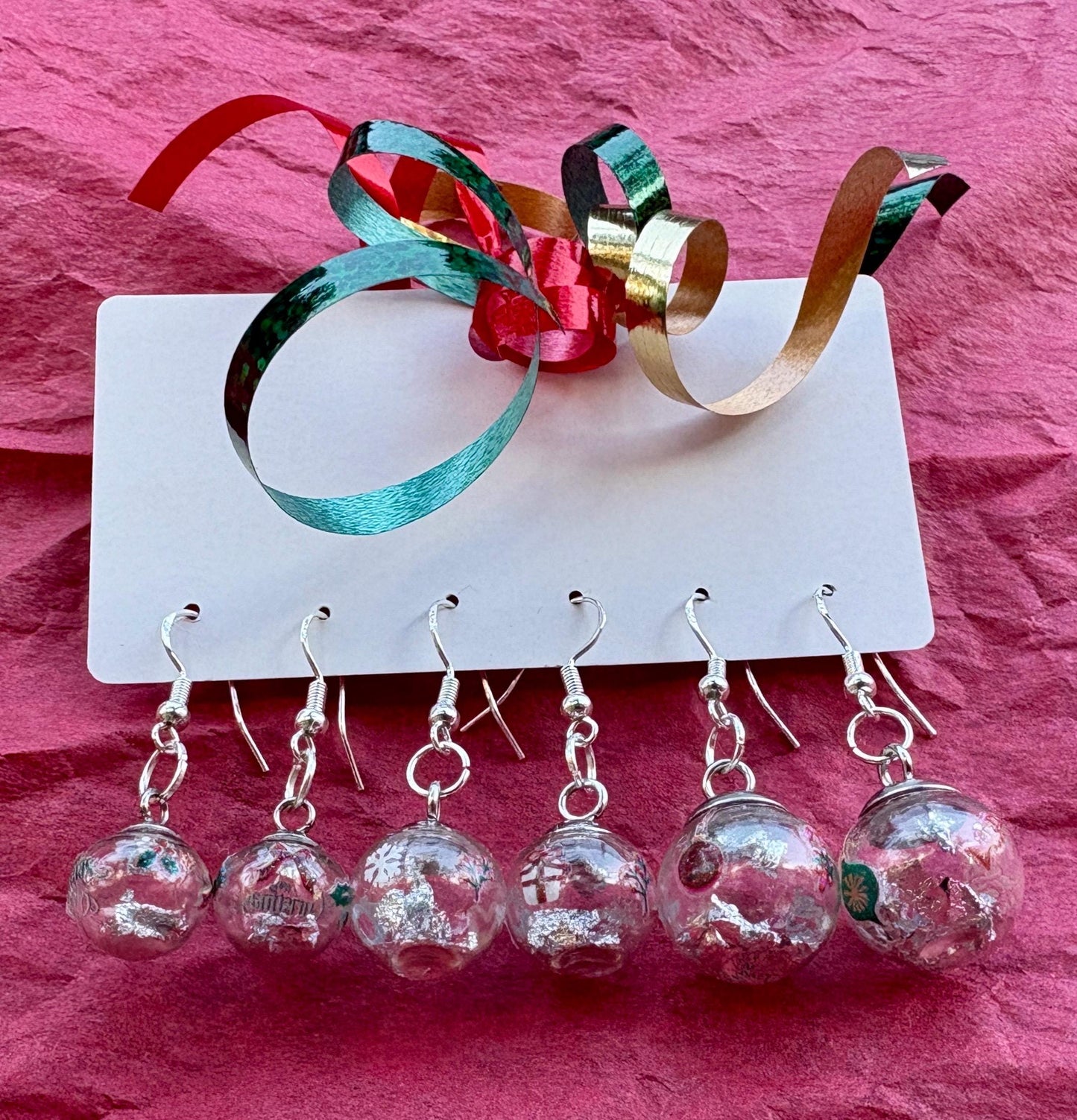 Christmas Globe Ornament Earrings | Set of 3 | Silver Flake Holiday Earrings Consecrated Jewelry Co.