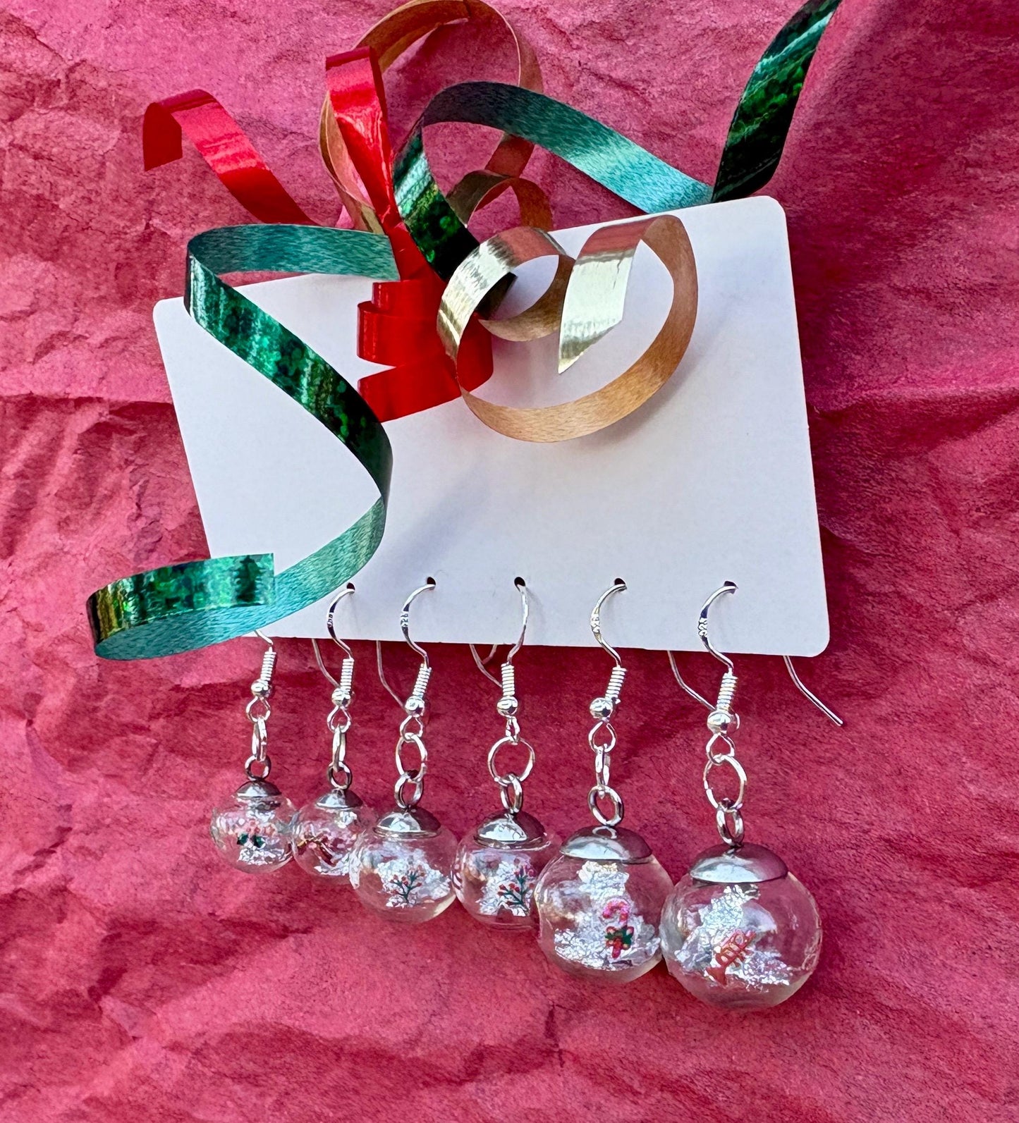 Christmas Globe Ornament Earrings | Set of 3 | Silver Flake Holiday Earrings Consecrated Jewelry Co.