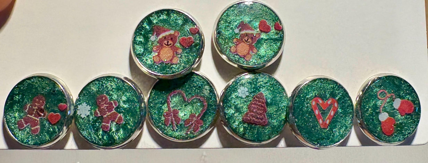 Christmas Holiday Stud Earrings | 4 Pairs | Red Green Brown White Earrings Consecrated Jewelry Co.