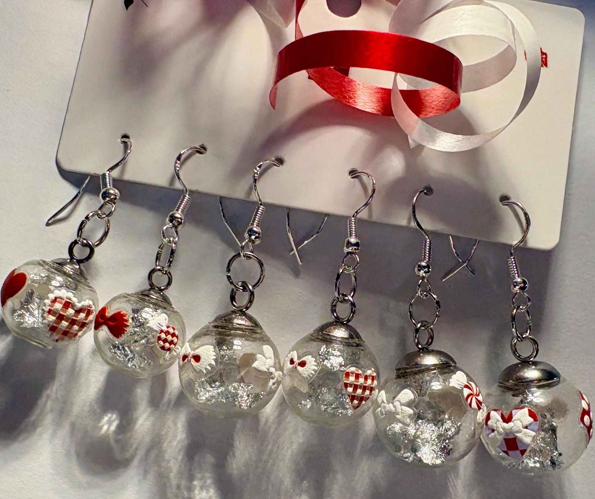 Valentine's Globe Ornament Earrings | Set of 3 | Heart Lips Flowers Earrings Consecrated Jewelry Co.