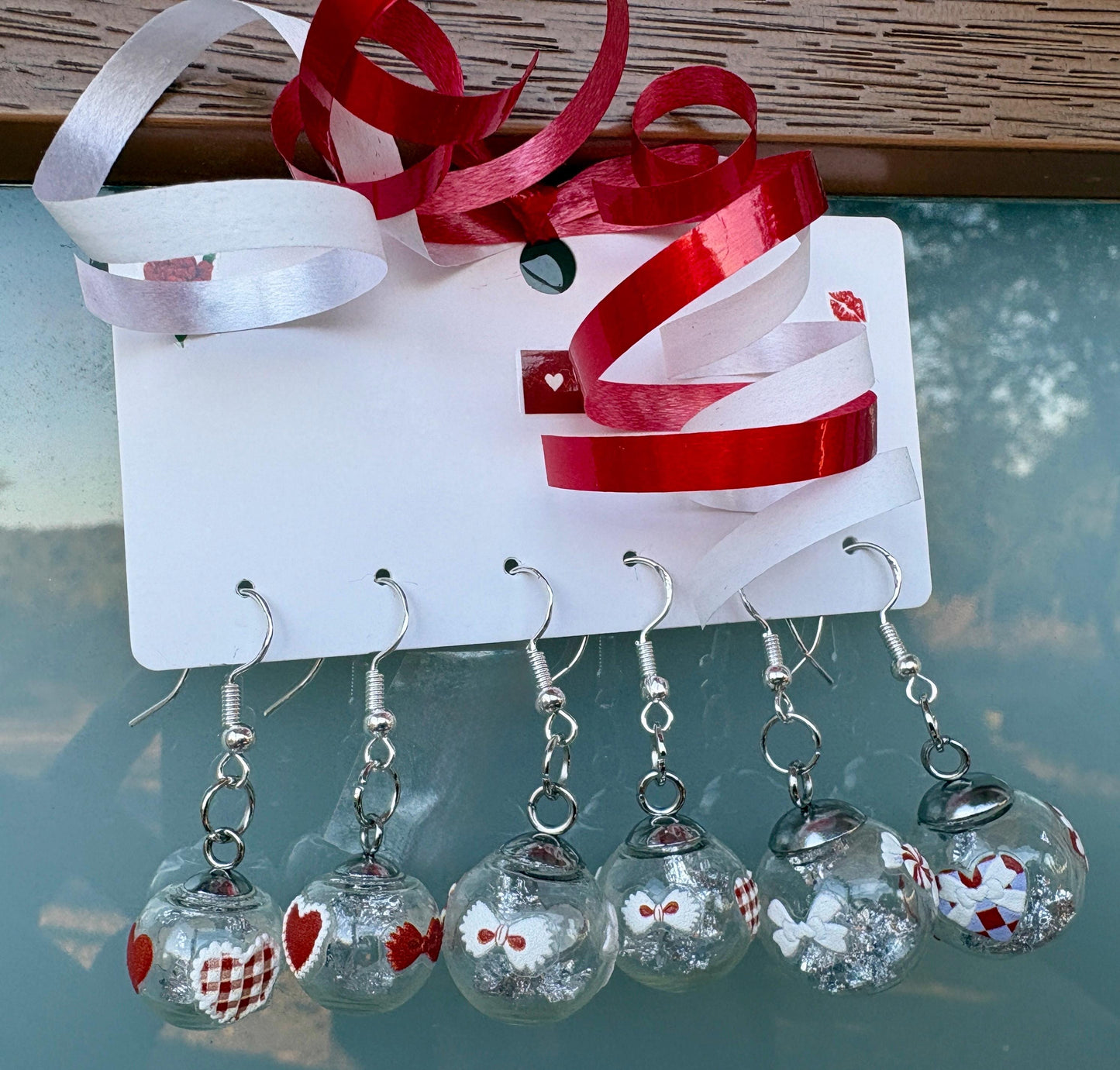 Valentine's Globe Ornament Earrings | Set of 3 | Heart Lips Flowers Earrings Consecrated Jewelry Co.