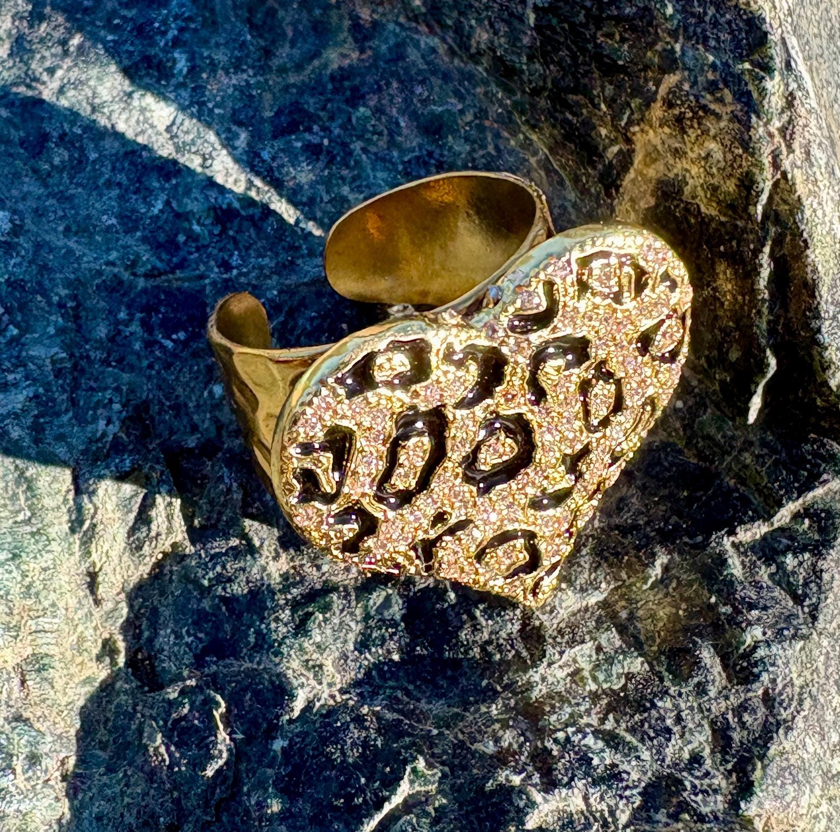 Leopard Print Ring | Gold & Black Bold Statement Rings Consecrated Jewelry Co.