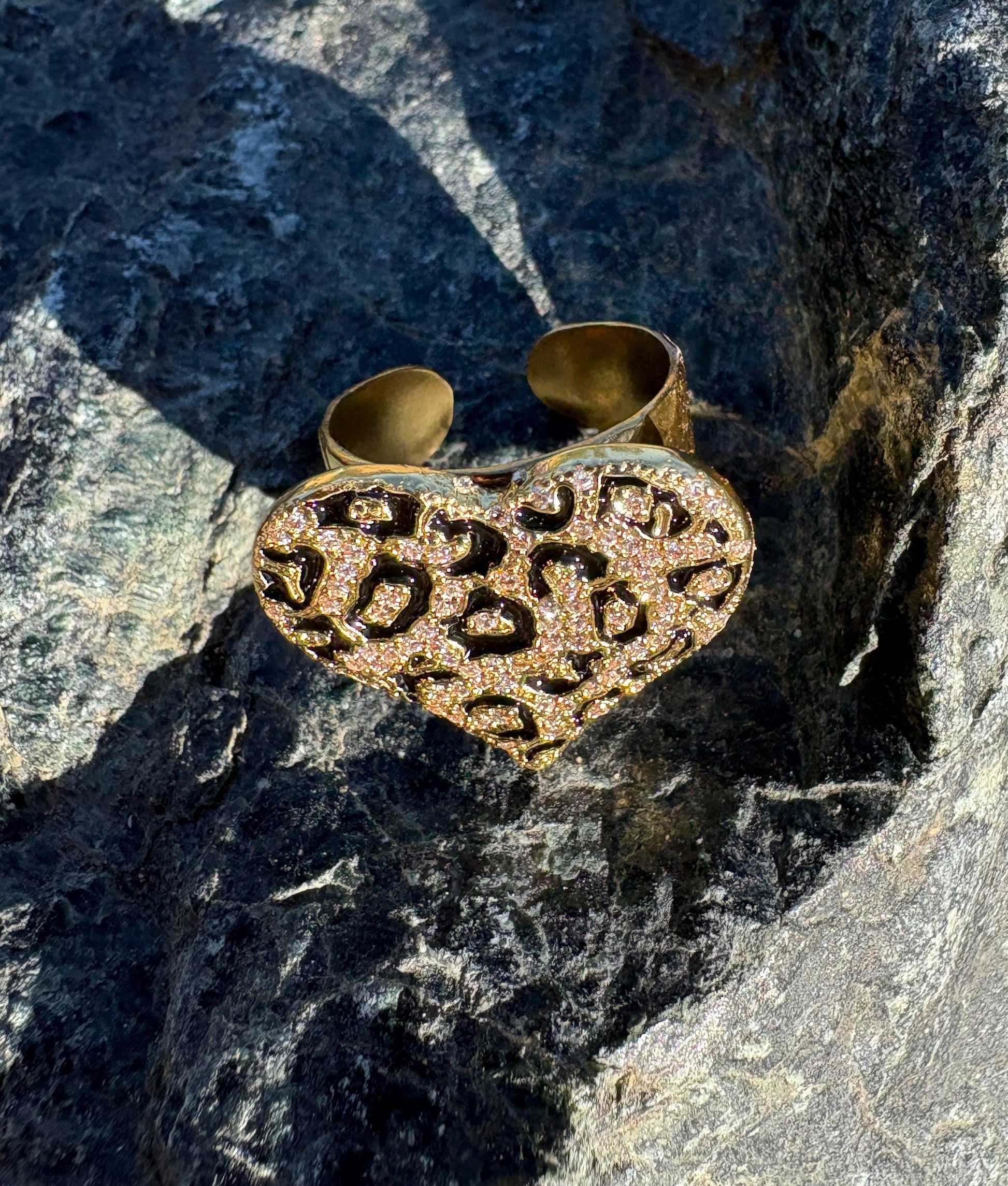 Leopard Print Ring | Gold & Black Bold Statement Rings Consecrated Jewelry Co.