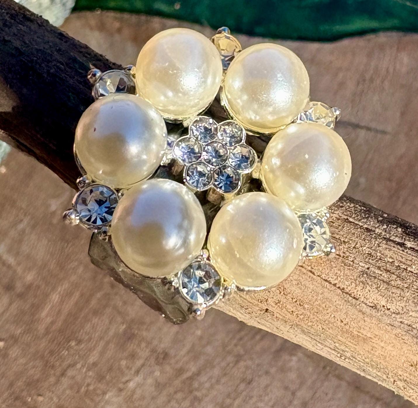 Pearl Flower Ring | White Crystal Gemstone Bridal Jewelry Rings Consecrated Jewelry Co.