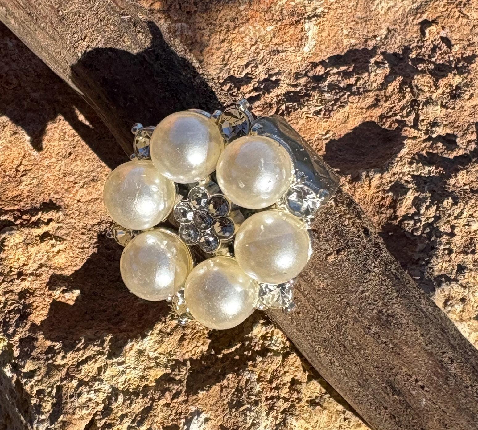 Pearl Flower Ring | White Crystal Gemstone Bridal Jewelry Rings Consecrated Jewelry Co.