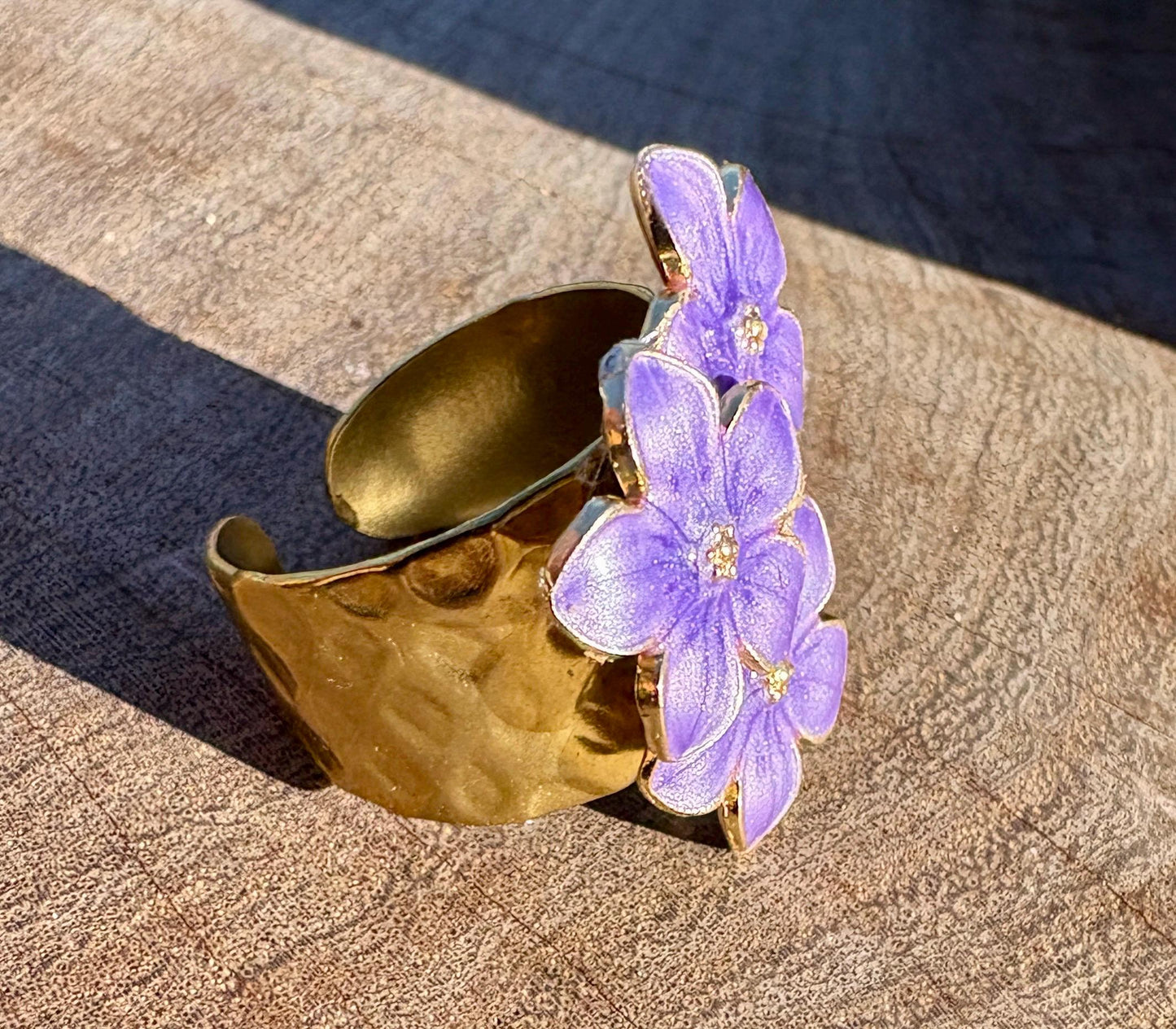 Gold Purple Flower Ring | Lavender Plum Floral Rings Consecrated Jewelry Co.