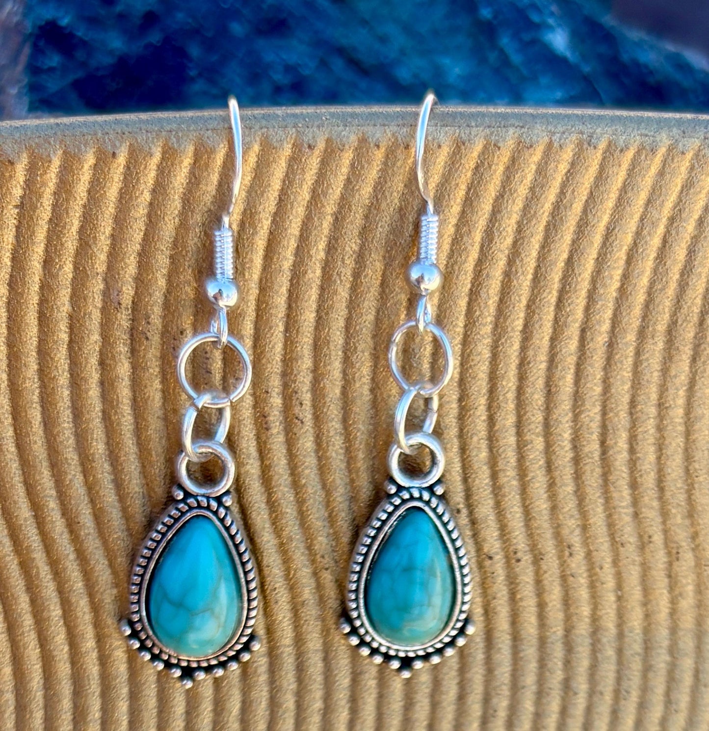 Turquoise Dangle Earrings | Blue & Silver Teal Teardrop Earrings Consecrated Jewelry Co.