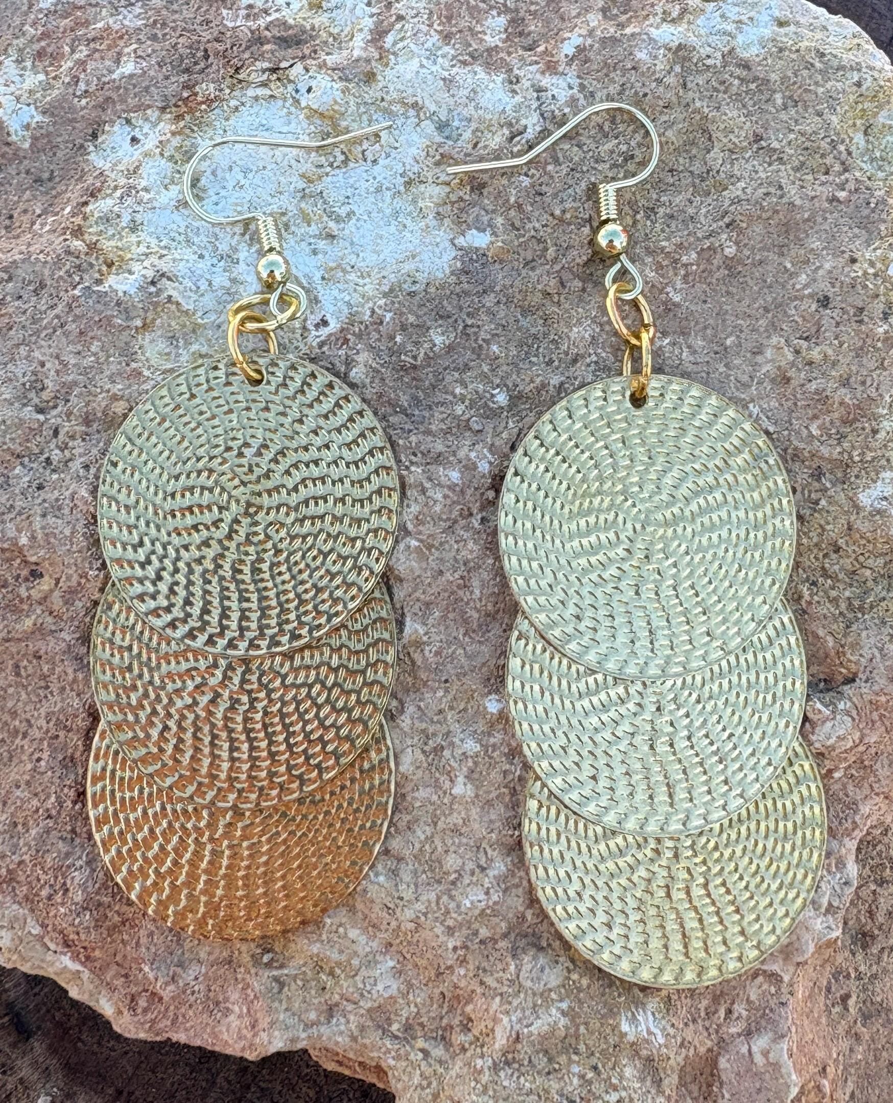 Gold Circle Dangle & Stud Earrings | Hammered Coin Set Earrings Consecrated Jewelry Co.
