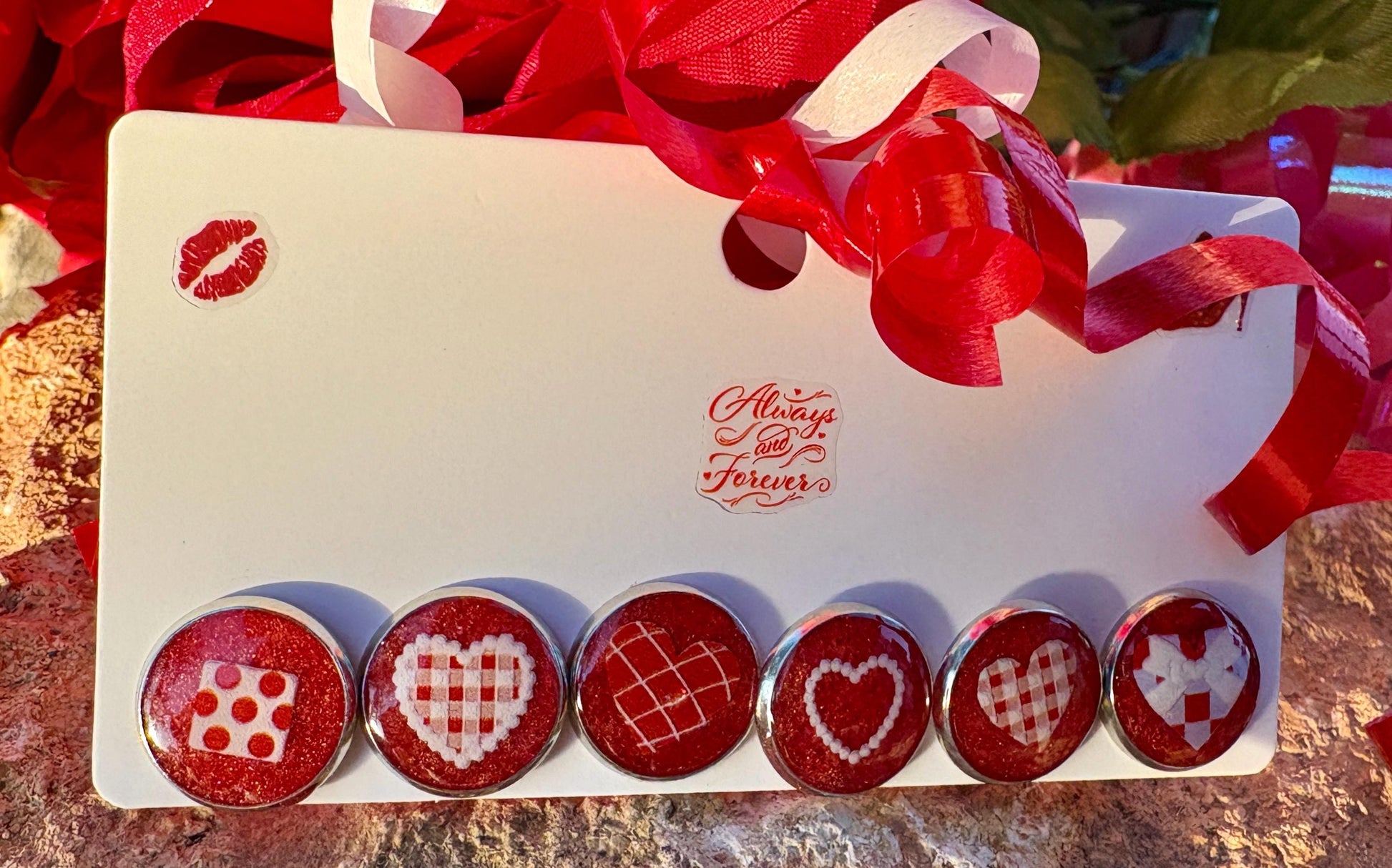 Valentine Stud Earrings | Set of 3 | Plaid Heart Polka Love Earrings Consecrated Jewelry Co.