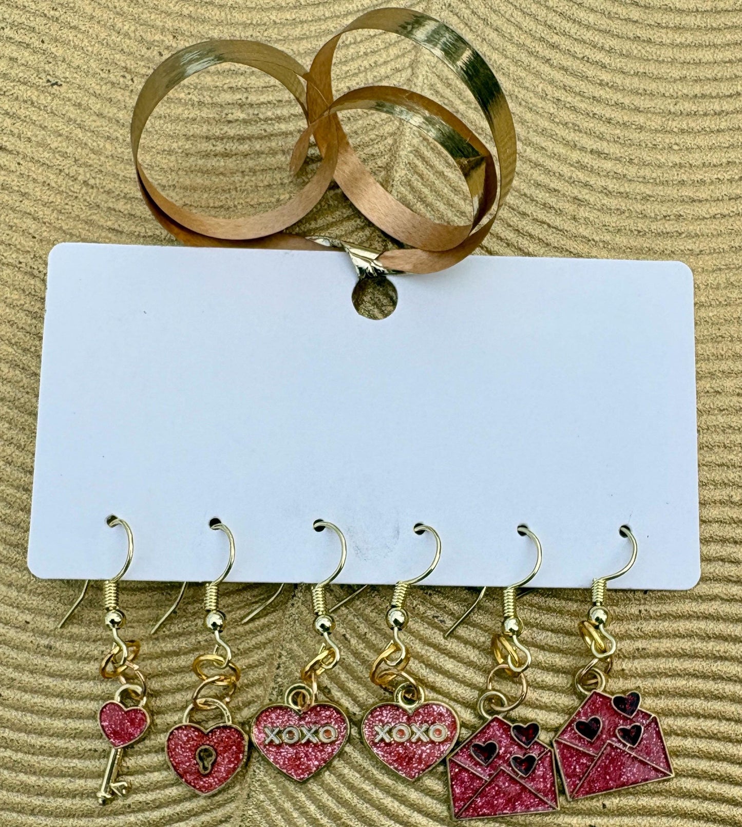 Gold & Pink Heart Earrings | Set of 3 | Lock, XOXO & Love Letter Earrings Consecrated Jewelry Co.