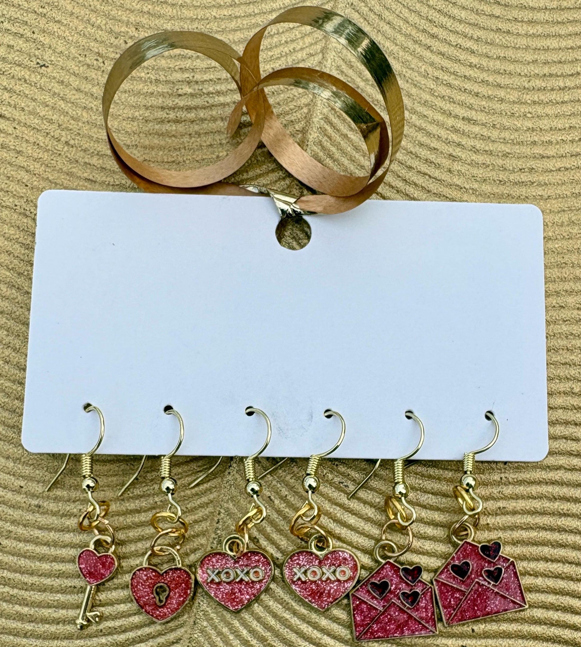 Gold & Pink Heart Earrings | Set of 3 | Lock, XOXO & Love Letter Earrings Consecrated Jewelry Co.
