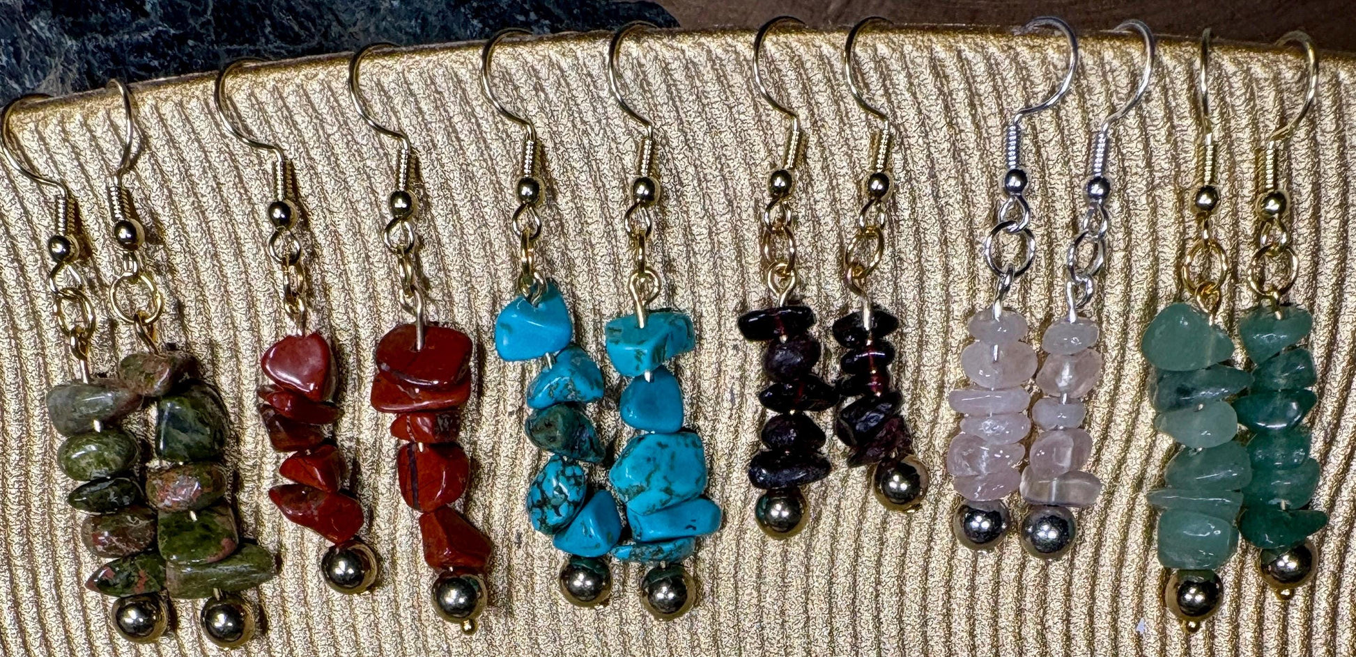 Boho Gemstone Dangle Earrings | Natural Stone Chip Beads Earrings Consecrated Jewelry Co.