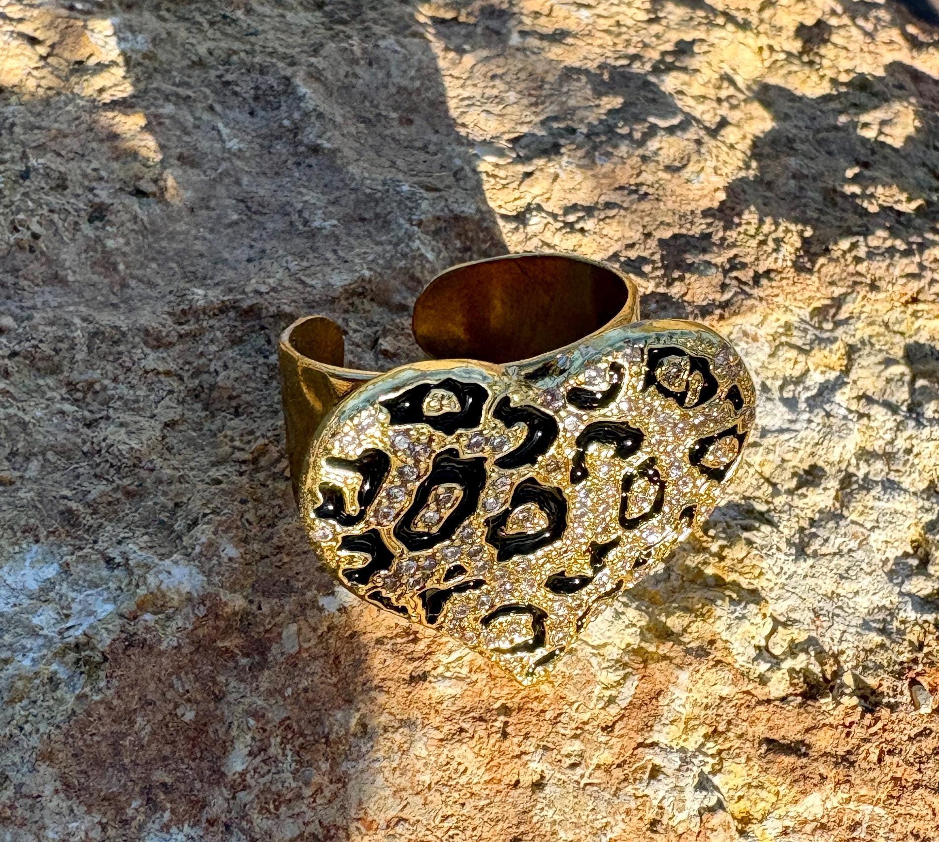 Leopard Print Ring | Gold & Black Bold Statement Rings Consecrated Jewelry Co.