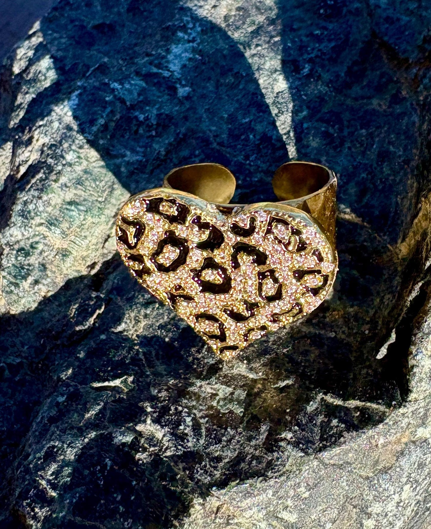 Leopard Print Ring | Gold & Black Bold Statement Rings Consecrated Jewelry Co.